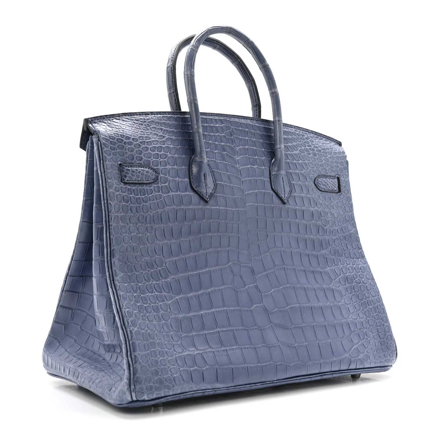 Matte Porosus Crocodile 18K White Gold Diamond Birkin 35 Bleu Brighton - Image 3