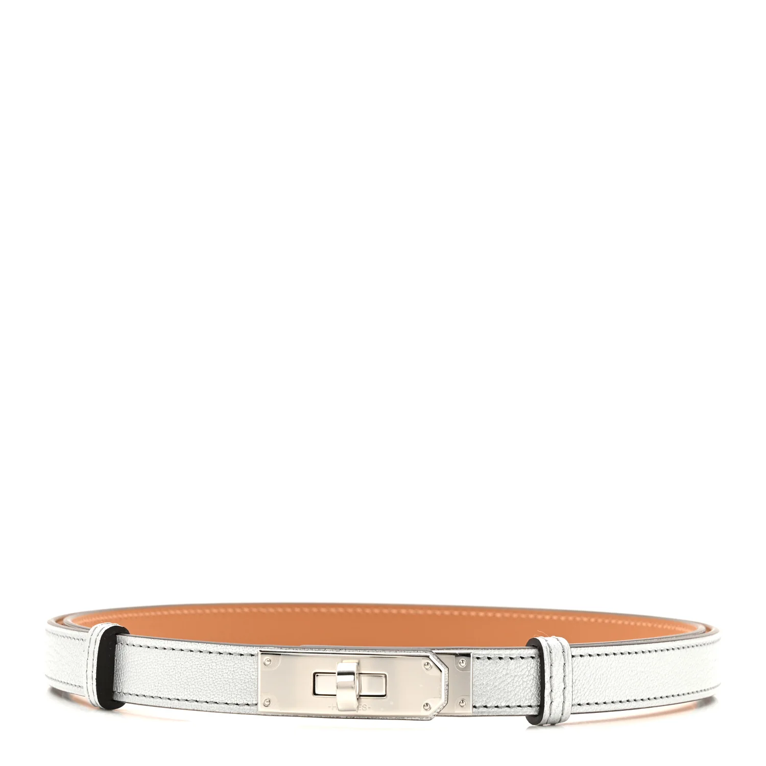 Metallic Chevre Chamkilight Kelly Belt Argent