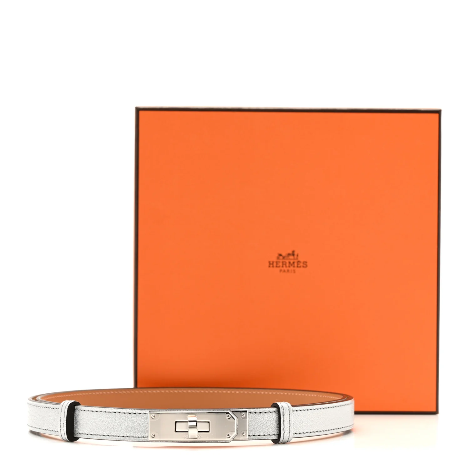 Metallic Chevre Chamkilight Kelly Belt Argent - Image 8