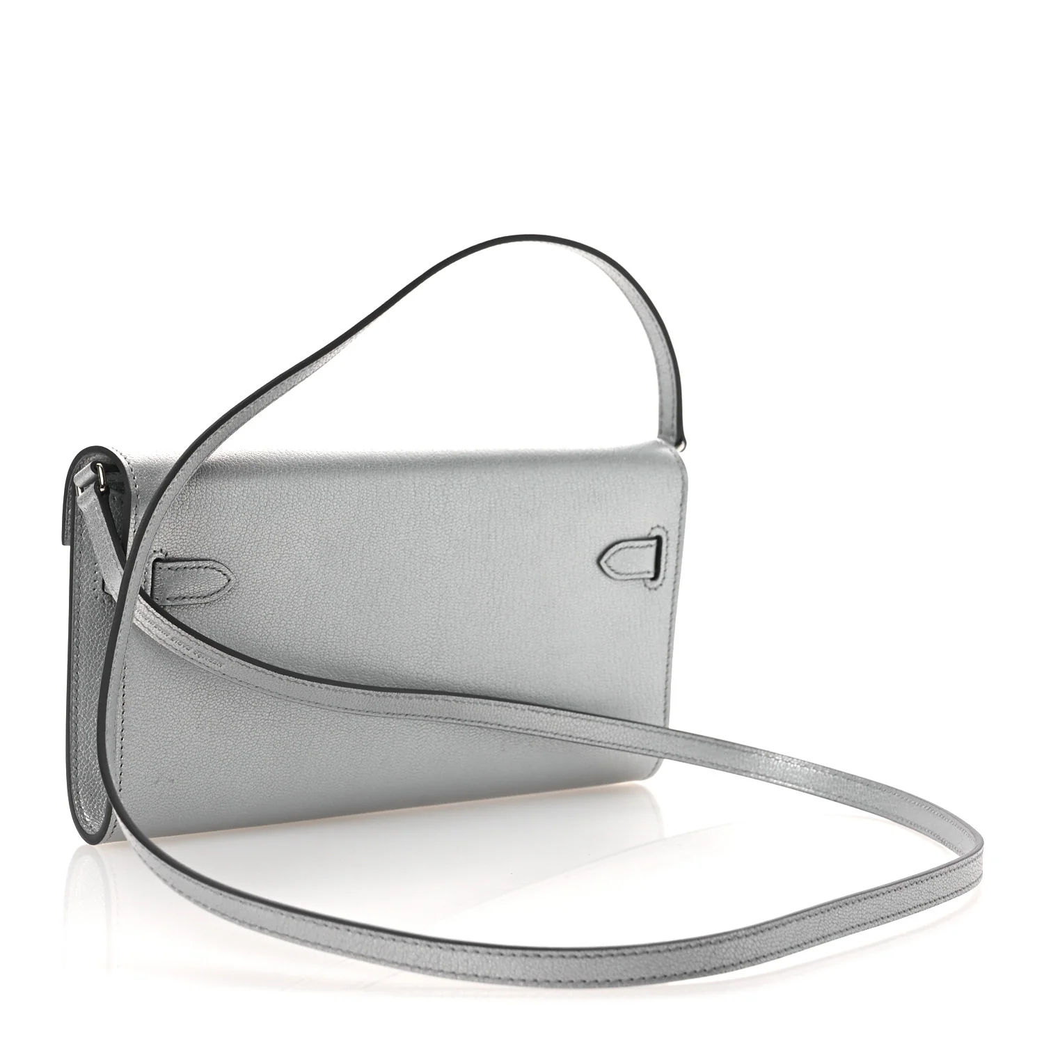 Metallic Chevre Chamkilight Kelly Wallet To Go Argent - Image 3