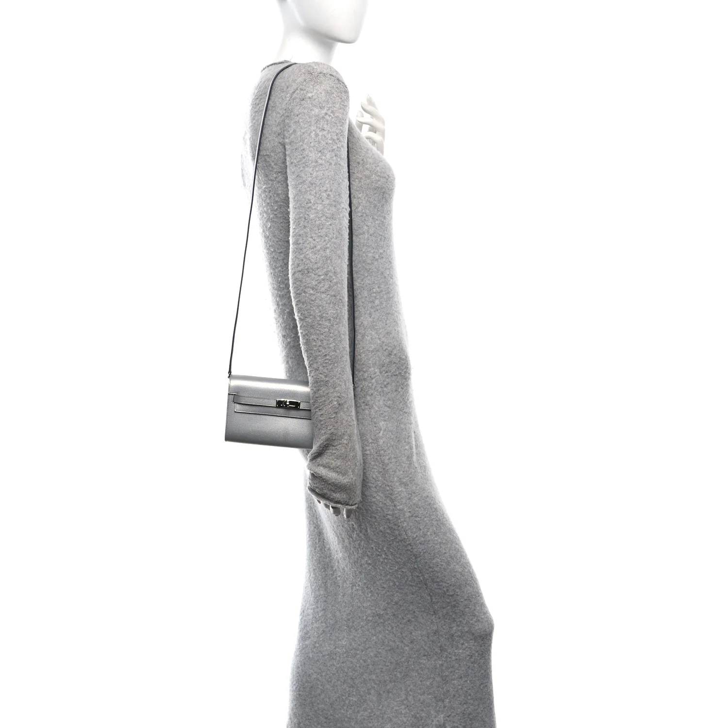 Metallic Chevre Chamkilight Kelly Wallet To Go Argent - Image 2