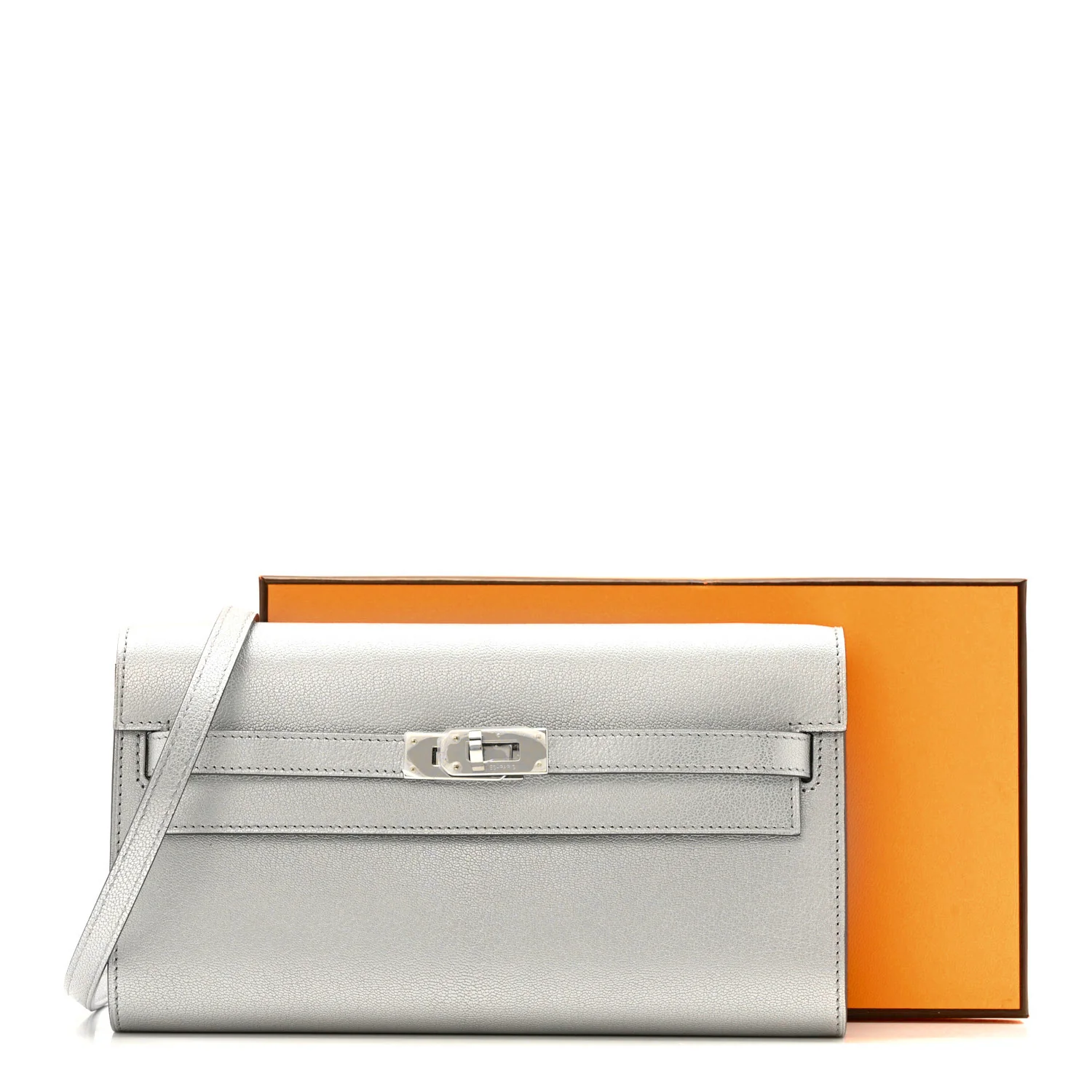 Metallic Chevre Chamkilight Kelly Wallet To Go Argent - Image 12