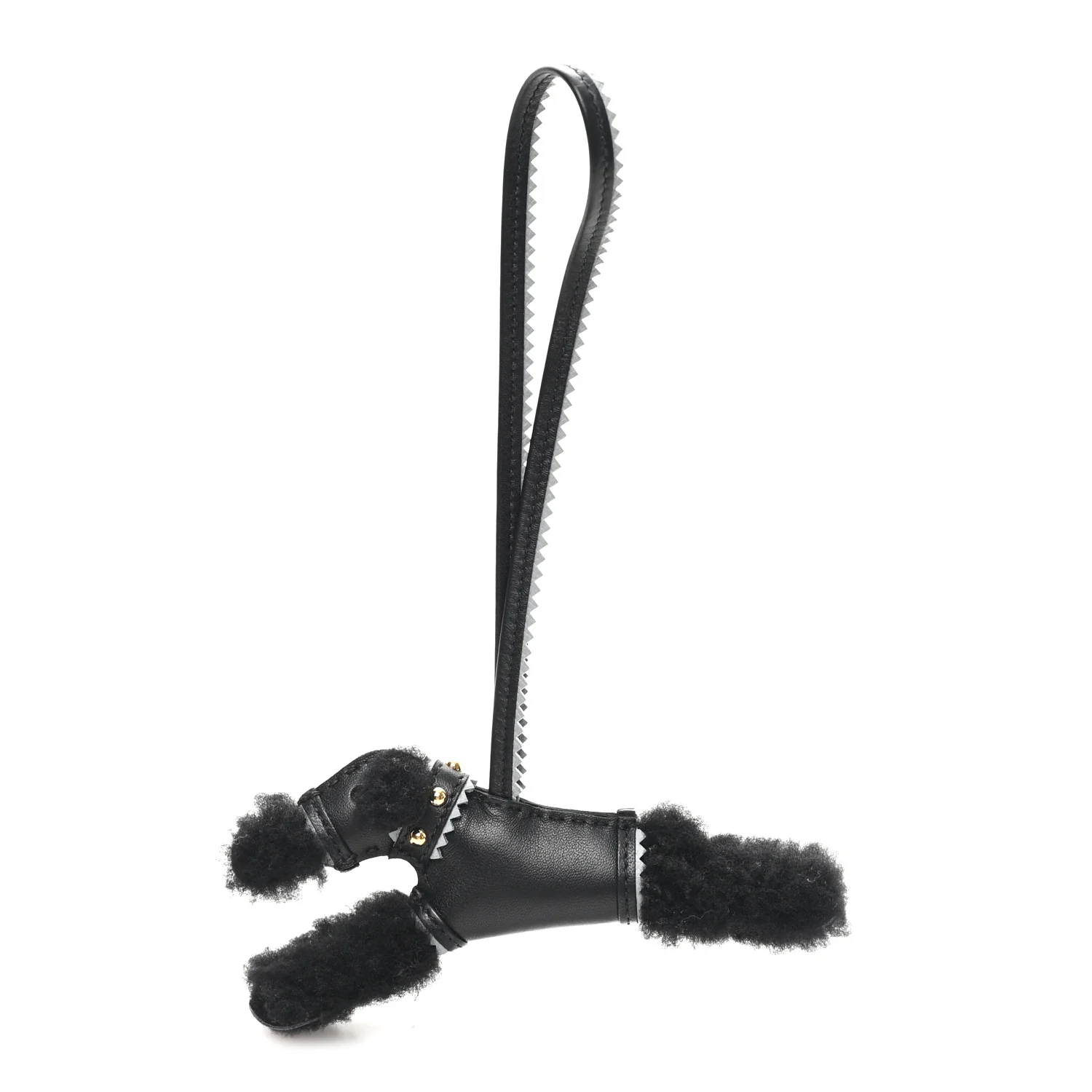 Milo Lambskin Epsom Shearling Budy Apic Charm Black Gris Pantin