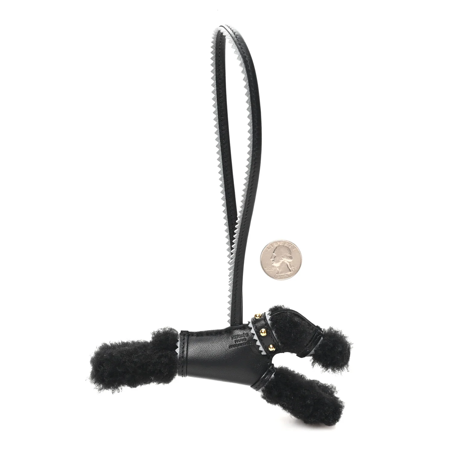 Milo Lambskin Epsom Shearling Budy Apic Charm Black Gris Pantin - Image 2