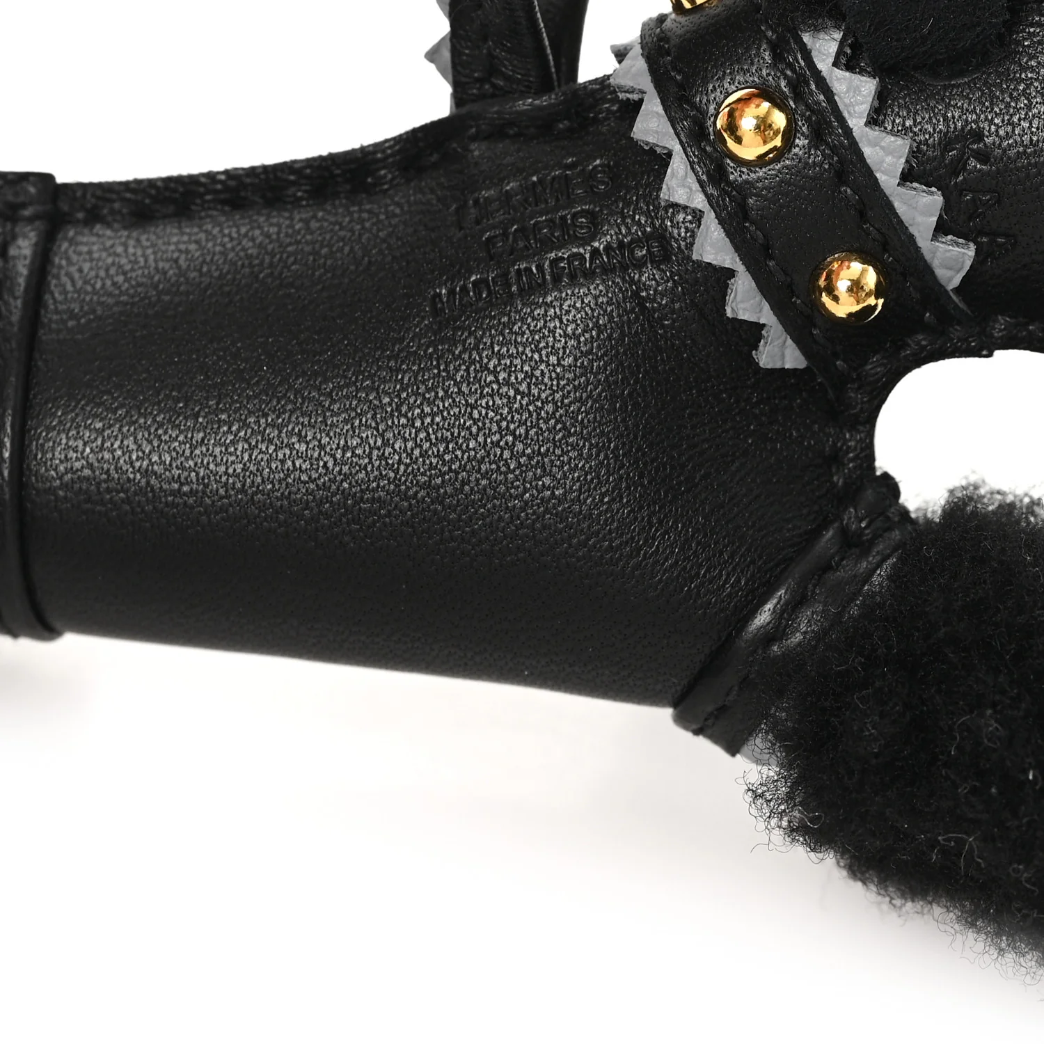Milo Lambskin Epsom Shearling Budy Apic Charm Black Gris Pantin - Image 3