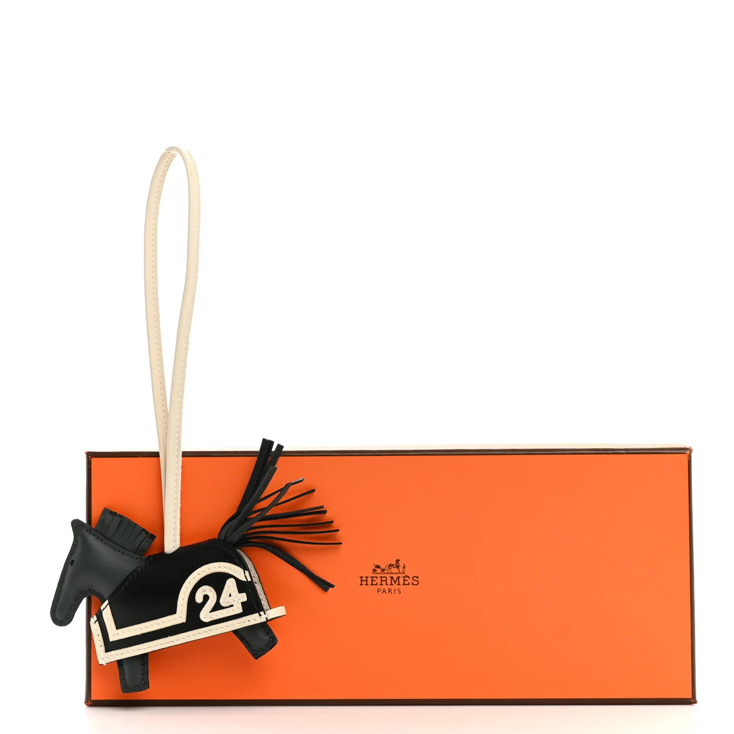 Milo Lambskin Grigri Rodeo 24 Bag Charm PM Vert Mangrove Black Craie - Image 5