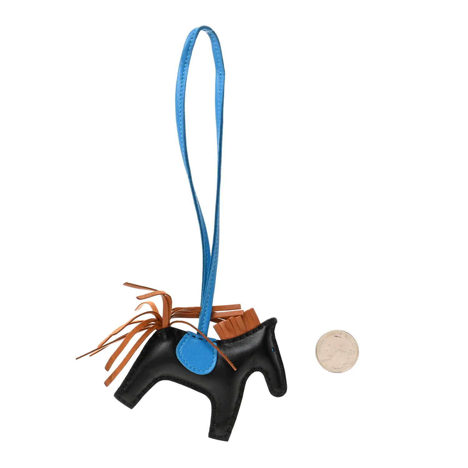 Milo Lambskin Grigri Rodeo Horse Bag Charm PM Black Gold Bleu Zanzibar - Image 2