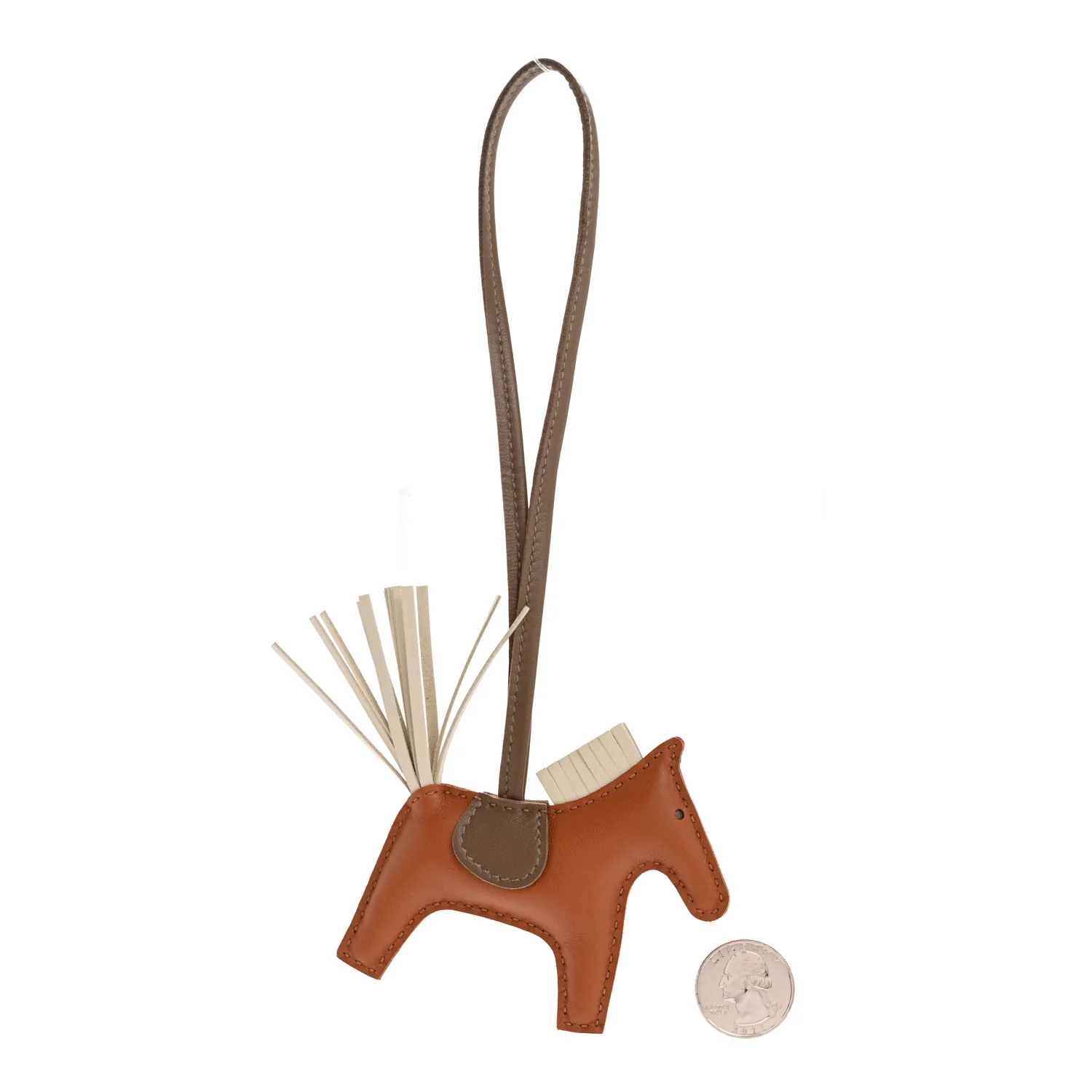 Milo Lambskin Grigri Rodeo Horse Bag Charm PM Gold Craie Etoupe - Image 2