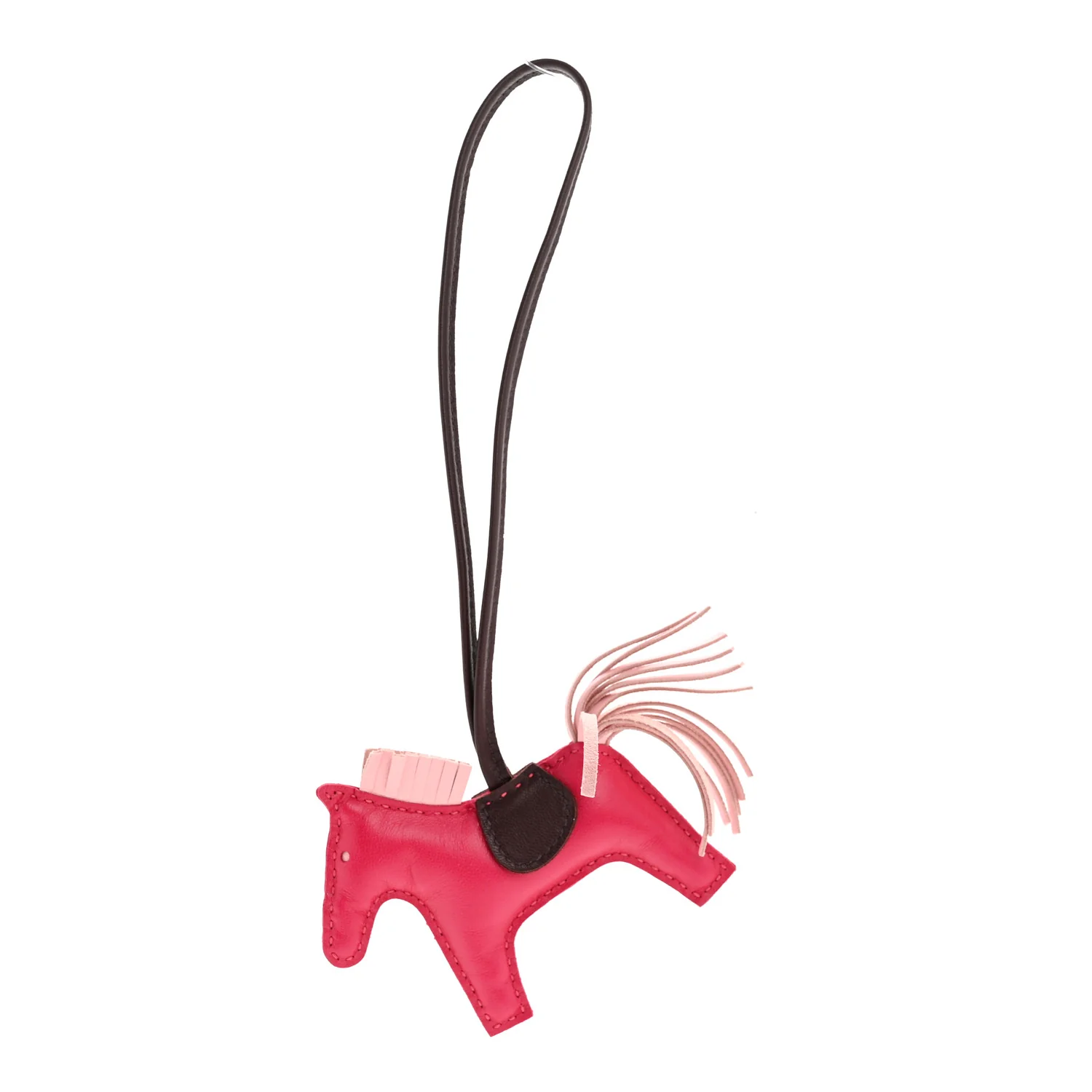 Milo Lambskin Grigri Rodeo Horse Bag Charm PM Rose Sakura Framboise Rouge Sellier - Image 2