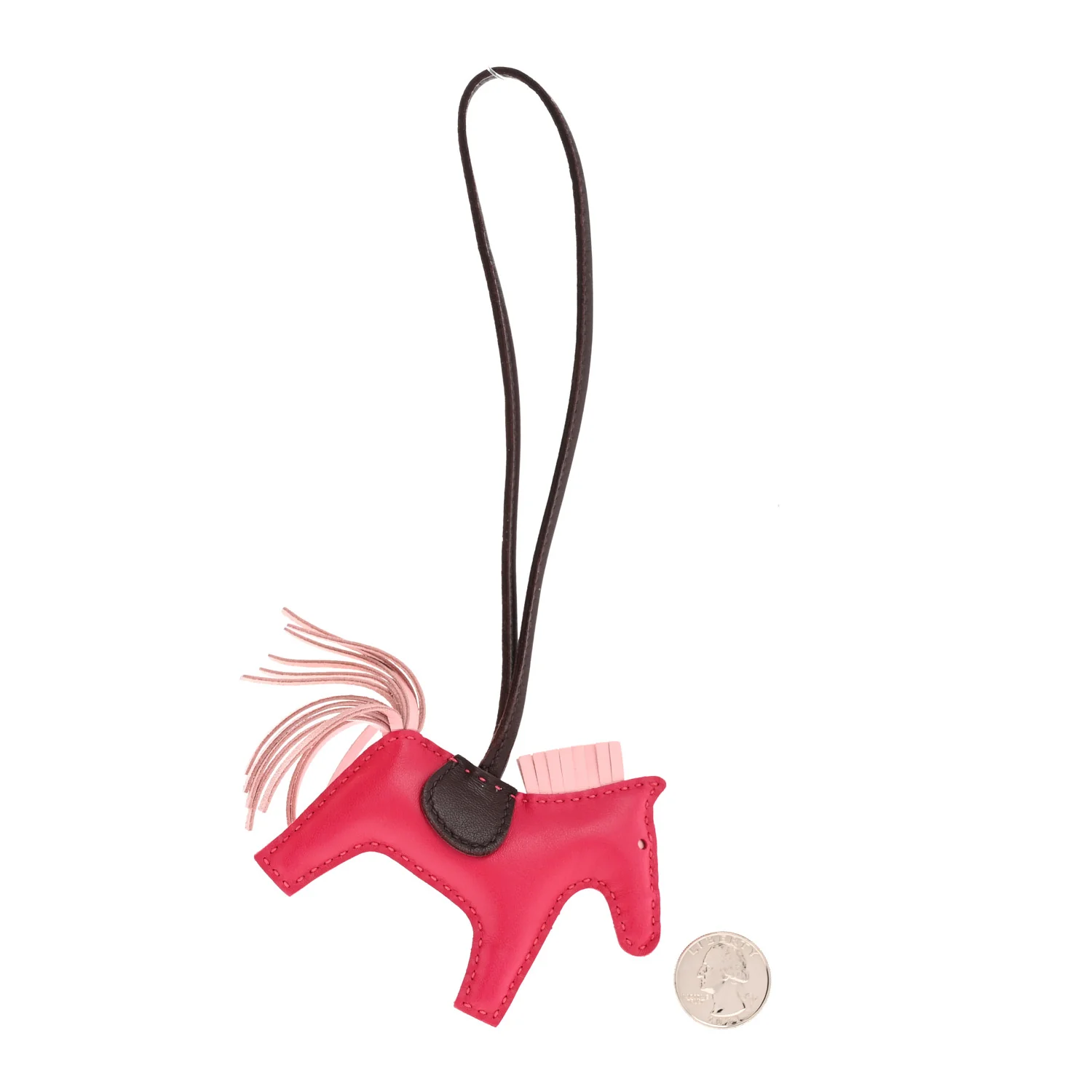 Milo Lambskin Grigri Rodeo Horse Bag Charm PM Rose Sakura Framboise Rouge Sellier - Image 3