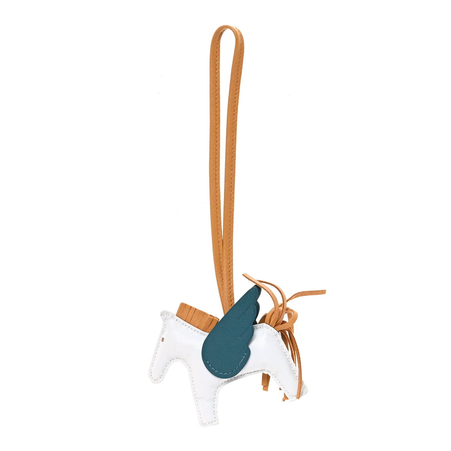 Milo Lambskin Grigri Rodeo Pegase Horse Bag Charm PM Bleu Brume Sesame Vert Bosphore