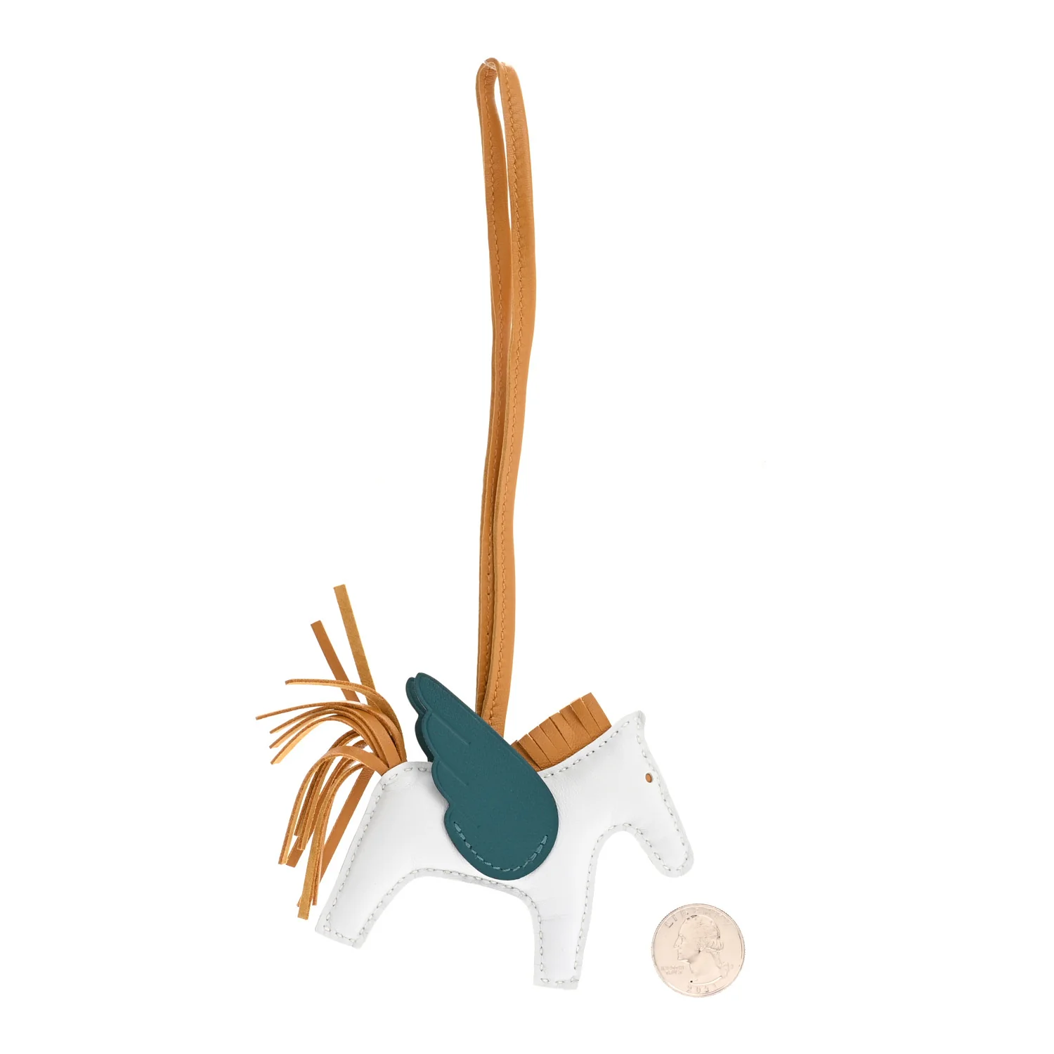 Milo Lambskin Grigri Rodeo Pegase Horse Bag Charm PM Bleu Brume Sesame Vert Bosphore - Image 2