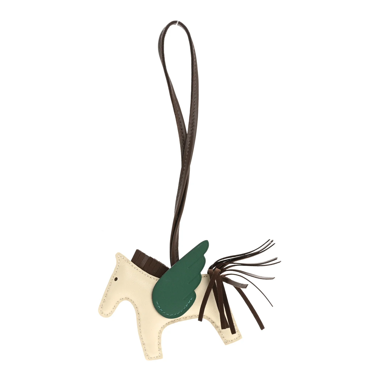Milo Lambskin Grigri Rodeo Pegase Horse Bag Charm PM Craie Chocolate Vert Moyen