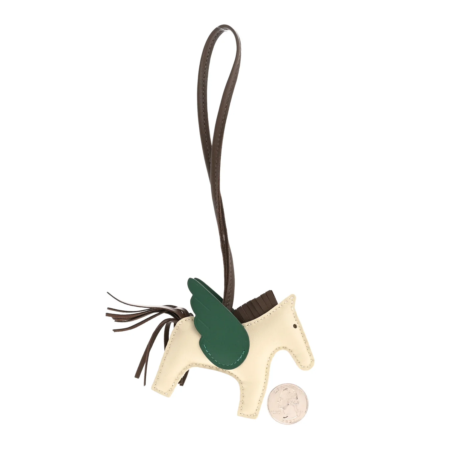 Milo Lambskin Grigri Rodeo Pegase Horse Bag Charm PM Craie Chocolate Vert Moyen - Image 2