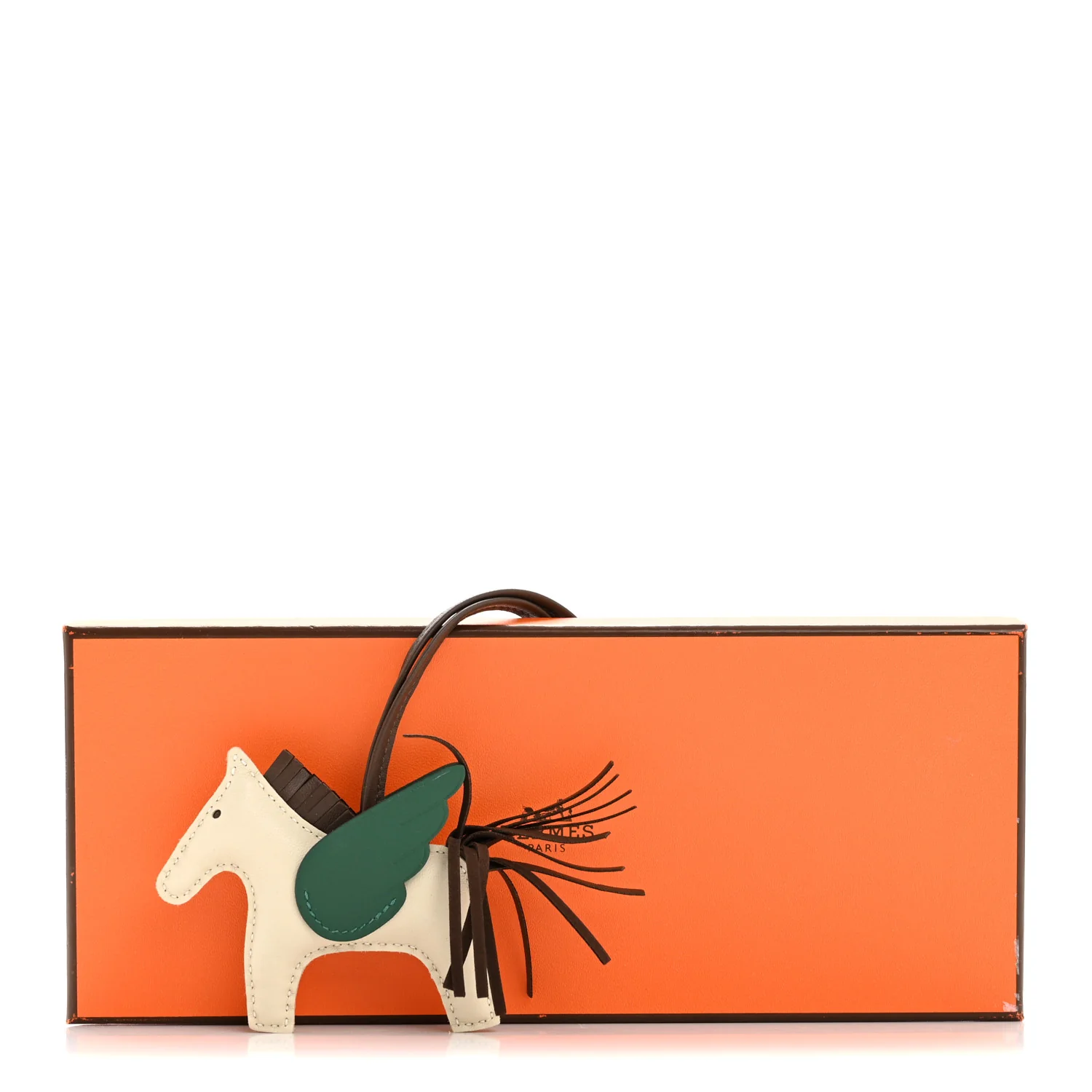 Milo Lambskin Grigri Rodeo Pegase Horse Bag Charm PM Craie Chocolate Vert Moyen - Image 5