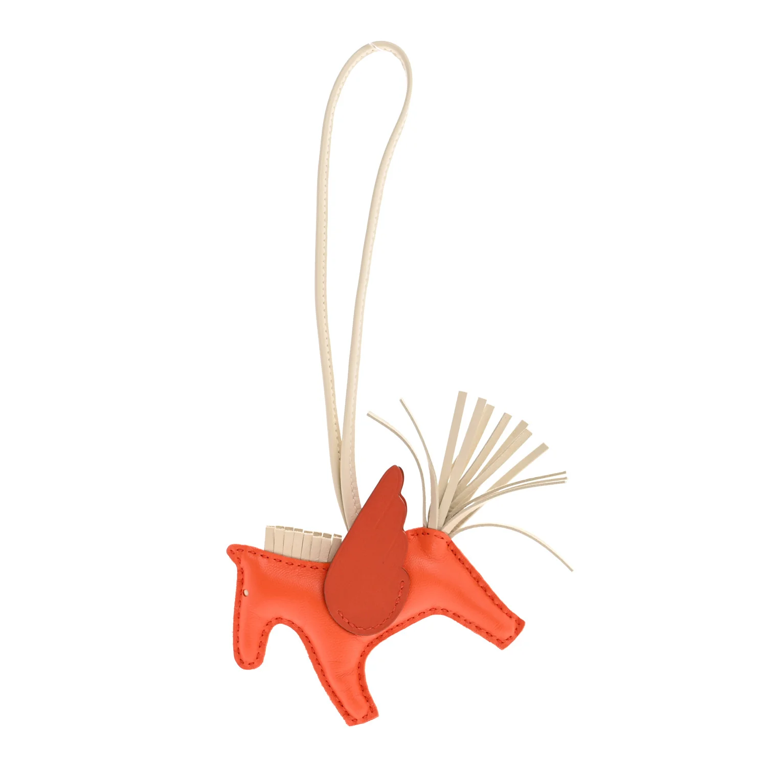 Milo Lambskin Grigri Rodeo Pegase Horse Bag Charm PM Orange Poppy Craie Terre Battue