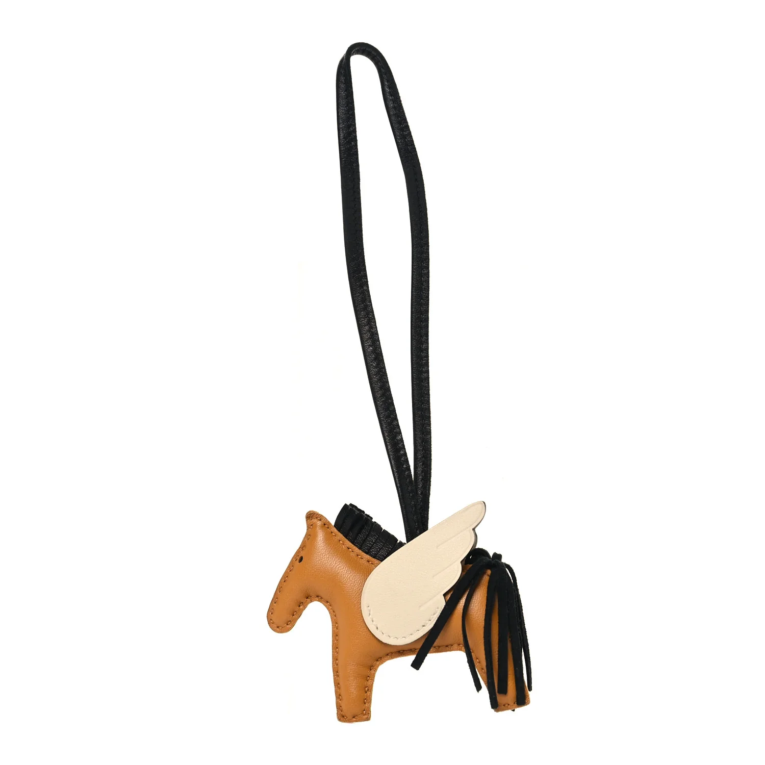 Milo Lambskin Grigri Rodeo Pegase Horse Bag Charm PM Sesame Black Nata
