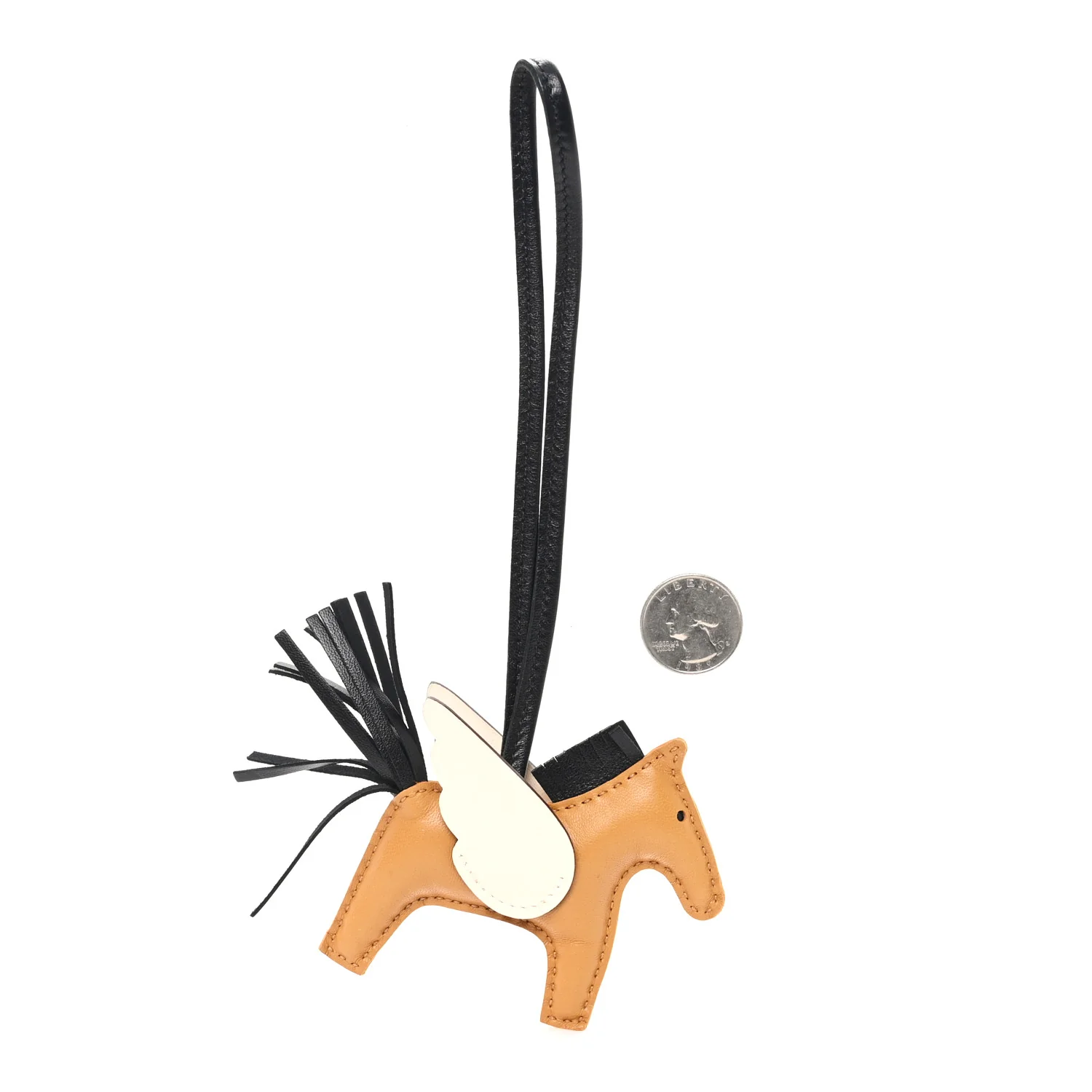 Milo Lambskin Grigri Rodeo Pegase Horse Bag Charm PM Sesame Black Nata - Image 2