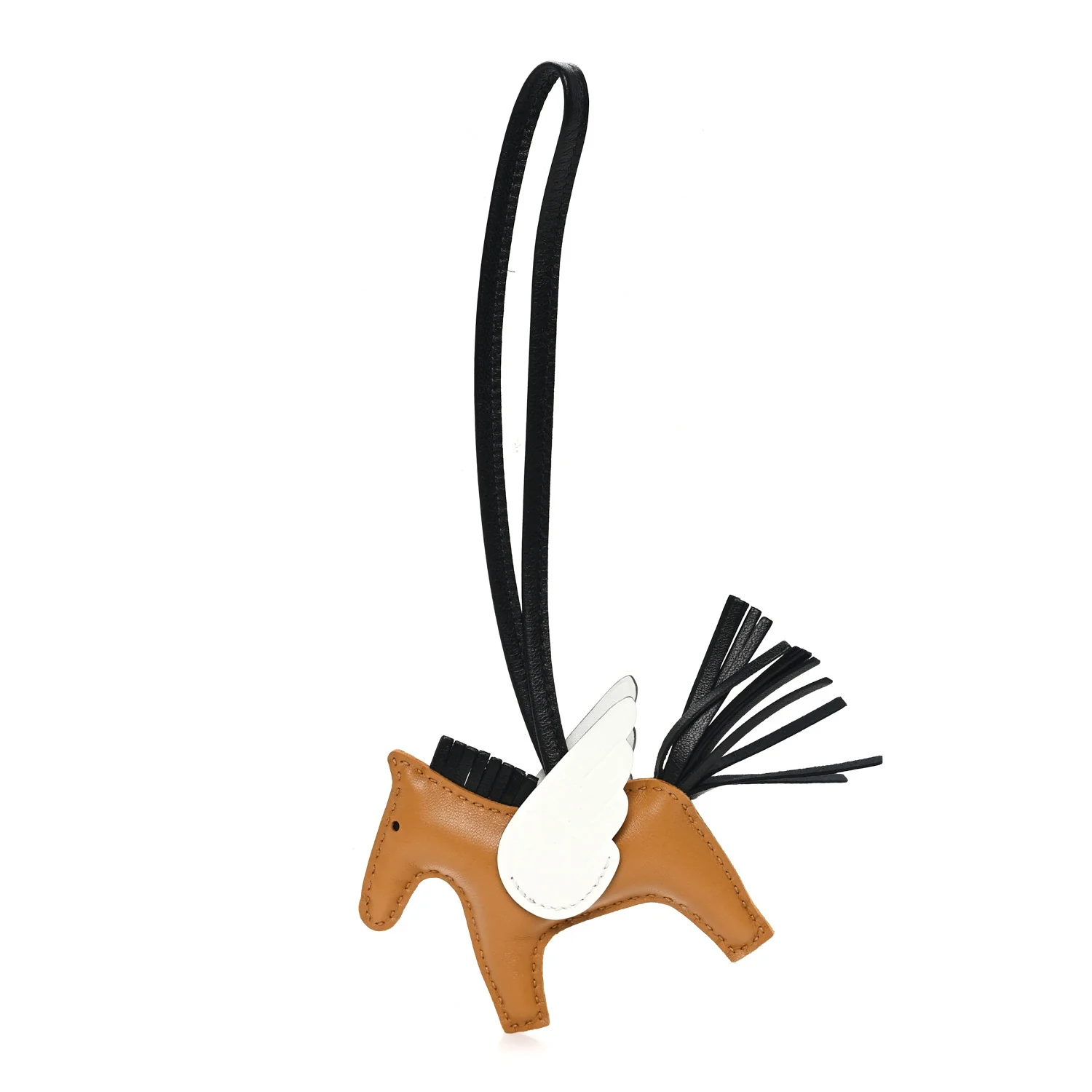 Milo Lambskin Grigri Rodeo Pegase Horse Bag Charm PM Sesame Black Nata