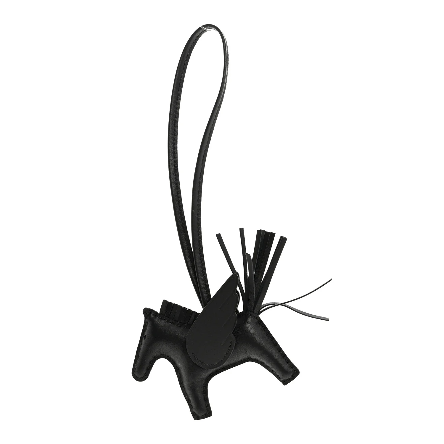 Milo Lambskin Grigri Rodeo Pegase Horse Bag Charm PM So Black