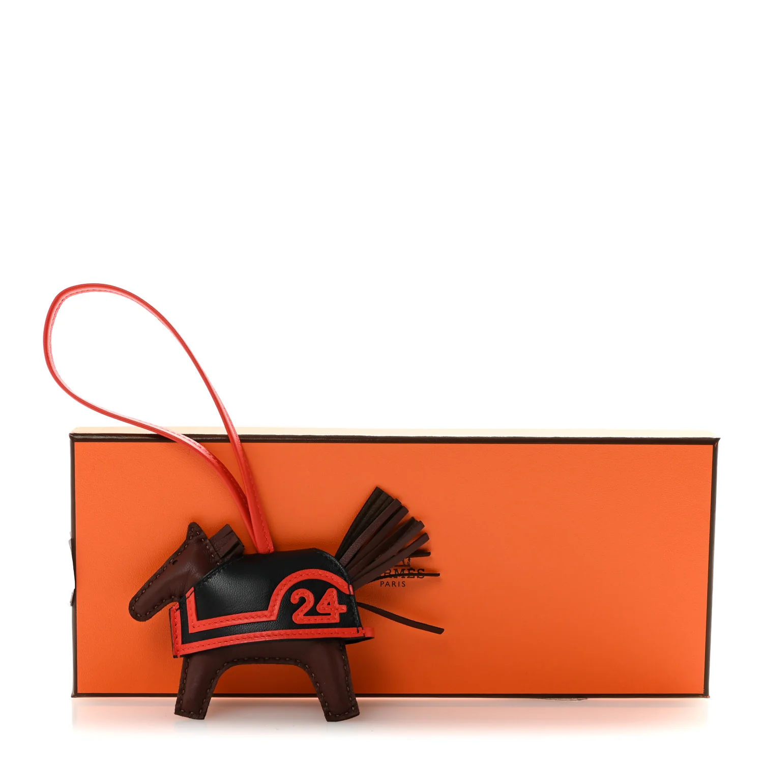 Milo Lambskin Grigri Rodeo Robeo 24 Bag Charm PM Terre Black Capucine - Image 11