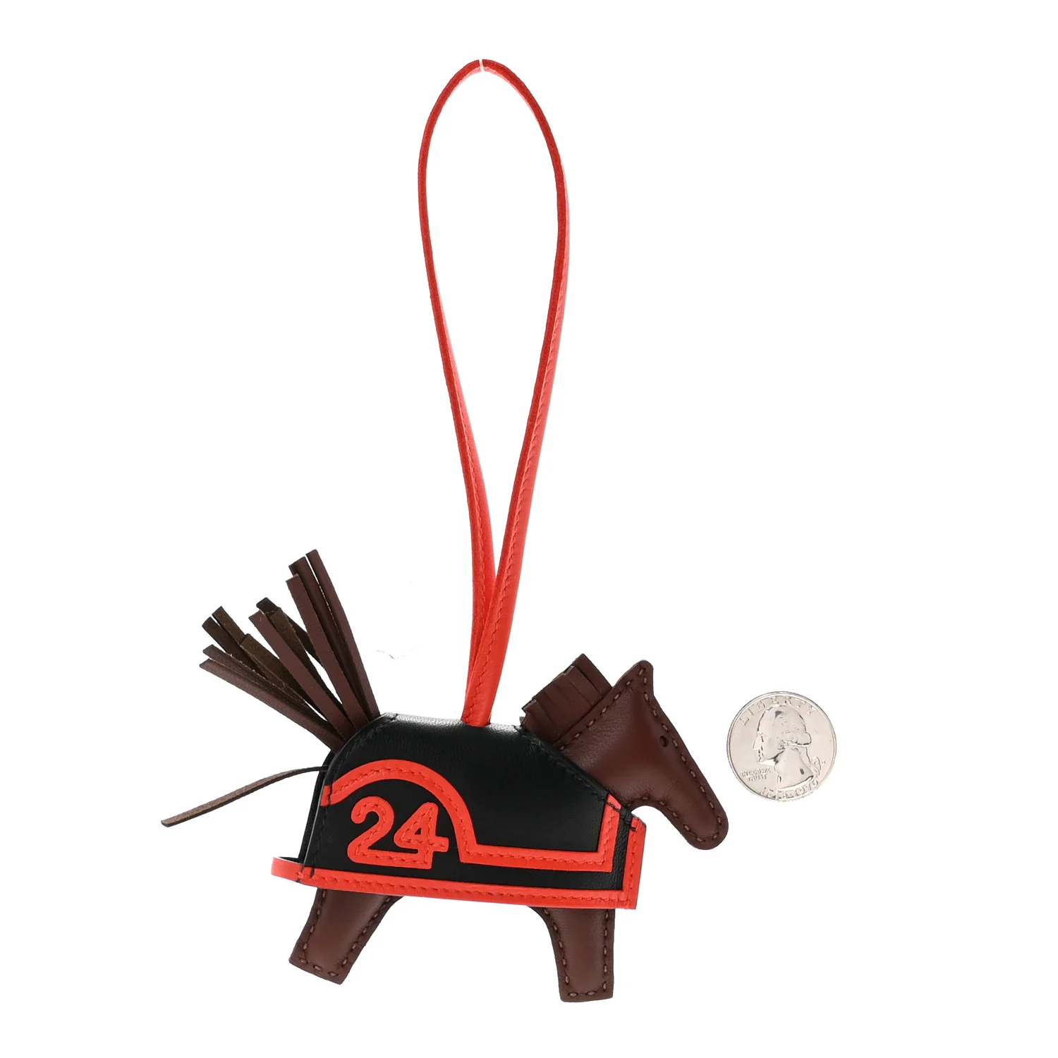 Milo Lambskin Grigri Rodeo Robeo 24 Bag Charm PM Terre Black Capucine - Image 4