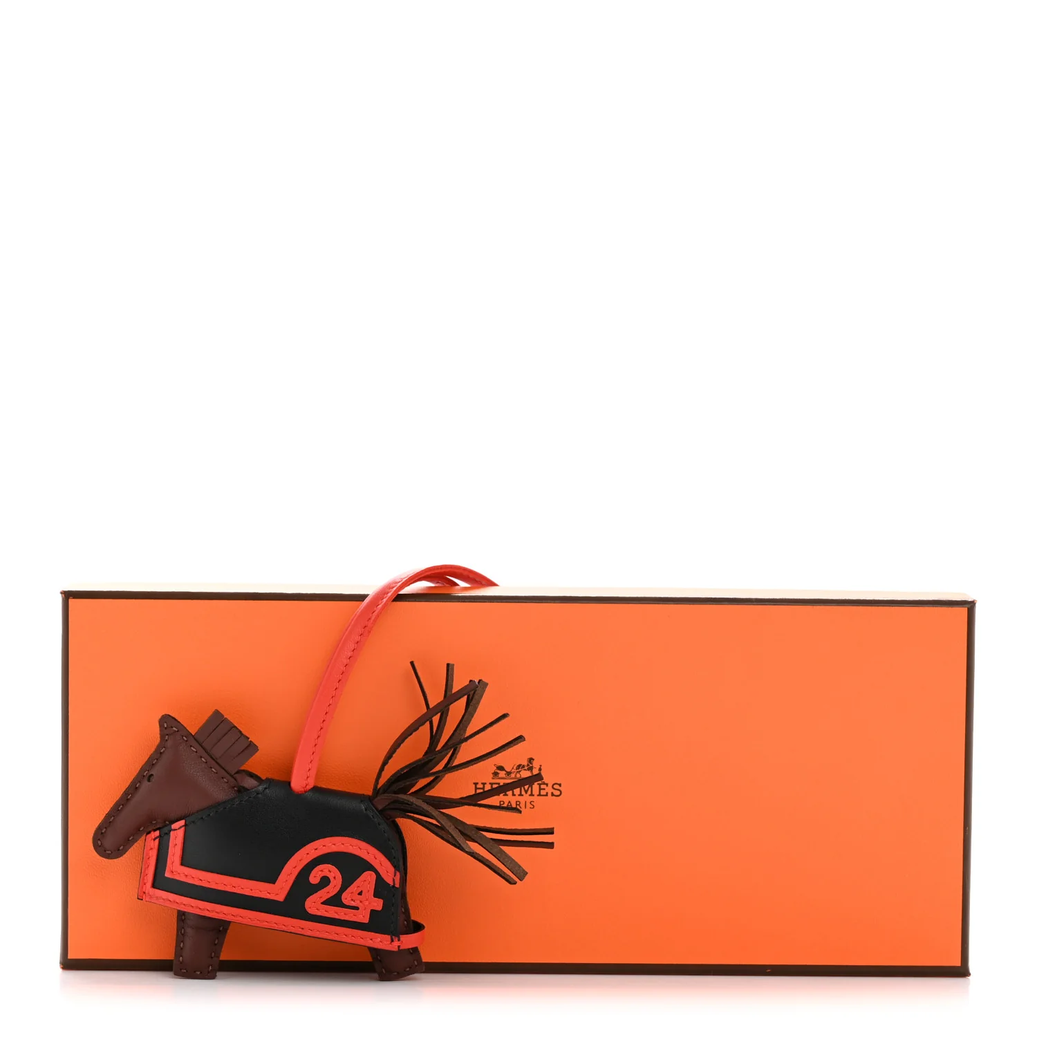 Milo Lambskin Grigri Rodeo Robeo 24 Bag Charm PM Terre Black Capucine - Image 5