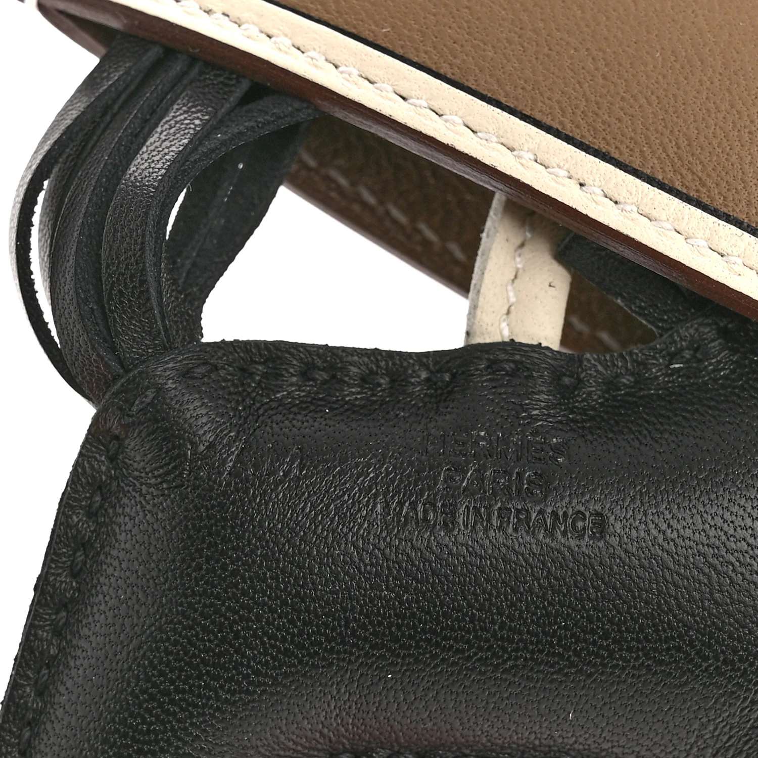 Milo Lambskin Grigri Rodeo Robeo Coeur Bag Charm PM Black Craie Etoupe - Image 3