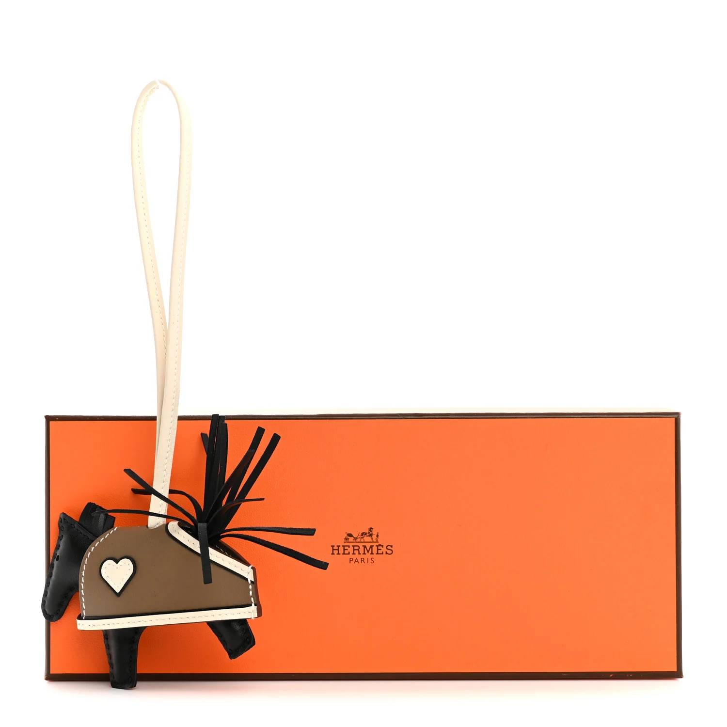 Milo Lambskin Grigri Rodeo Robeo Coeur Bag Charm PM Black Craie Etoupe - Image 4
