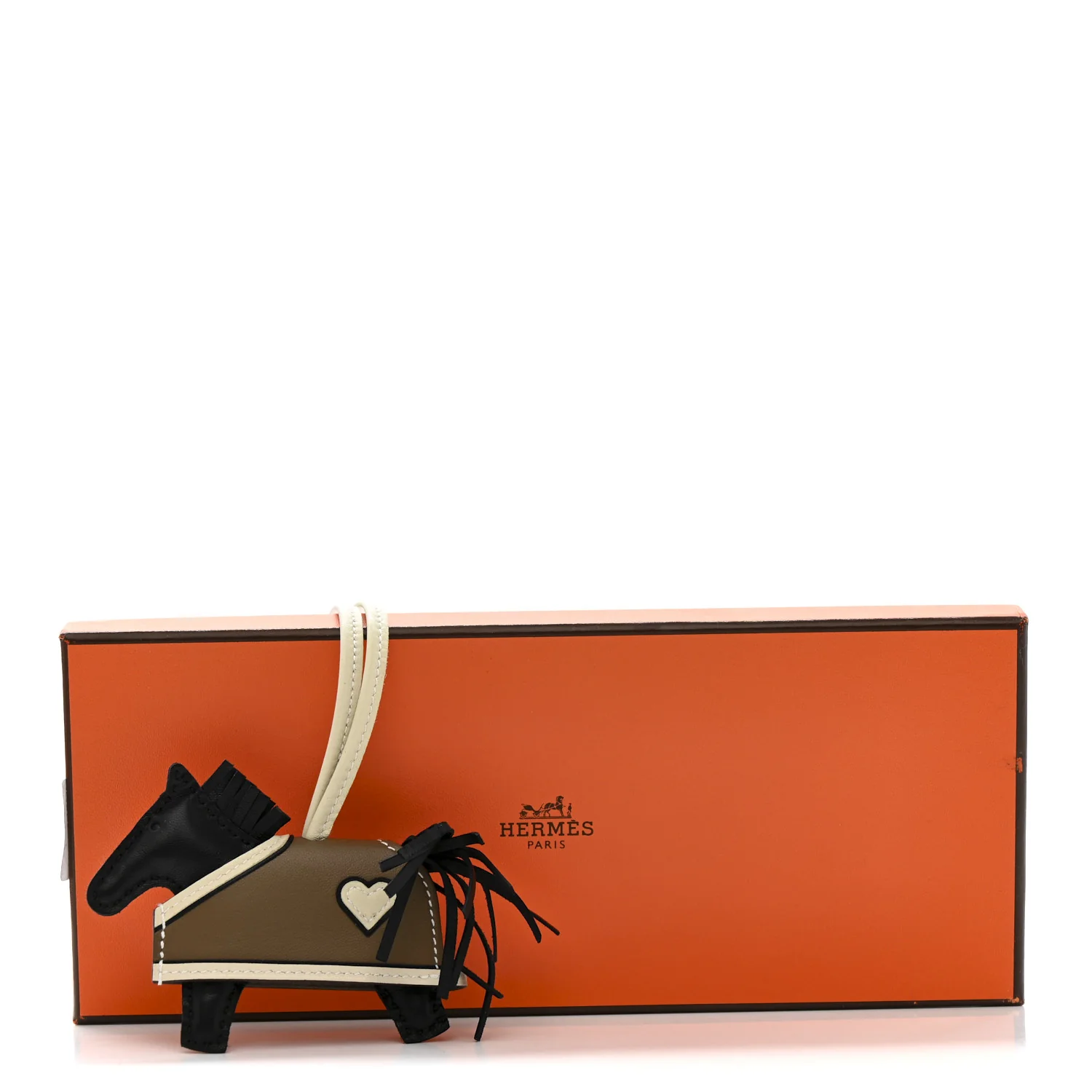 Milo Lambskin Grigri Rodeo Robeo Coeur Bag Charm PM Black Craie Etoupe - Image 4