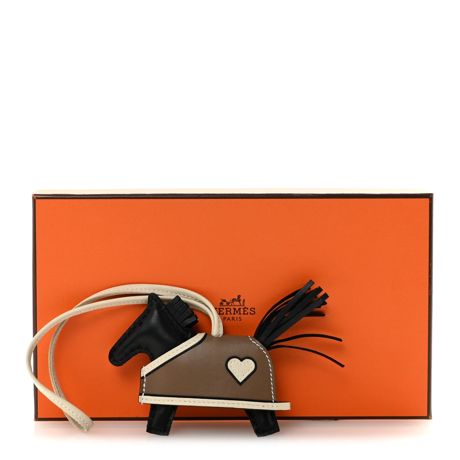 Milo Lambskin Grigri Rodeo Robeo Coeur Bag Charm PM Black Craie Etoupe - Image 9