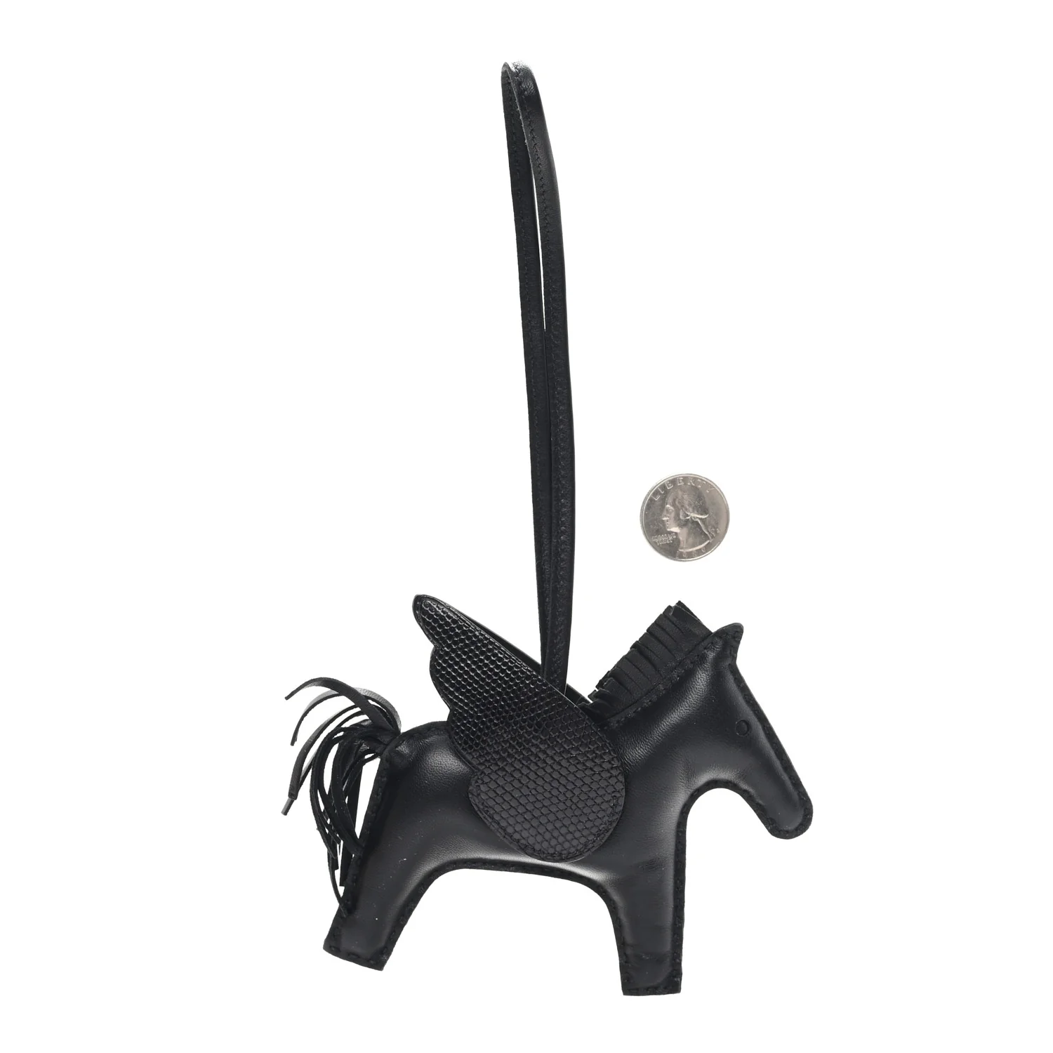 Milo Lambskin Lizard Touch Grigri Rodeo Pegase Horse Bag Charm GM So Black - Image 2