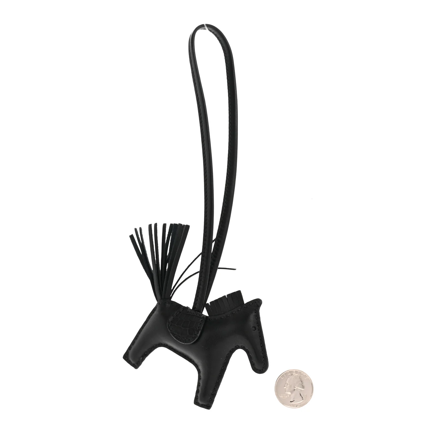 Milo Lambskin Matte Alligator Touch Grigri Rodeo Horse Bag Charm PM So Black - Image 2