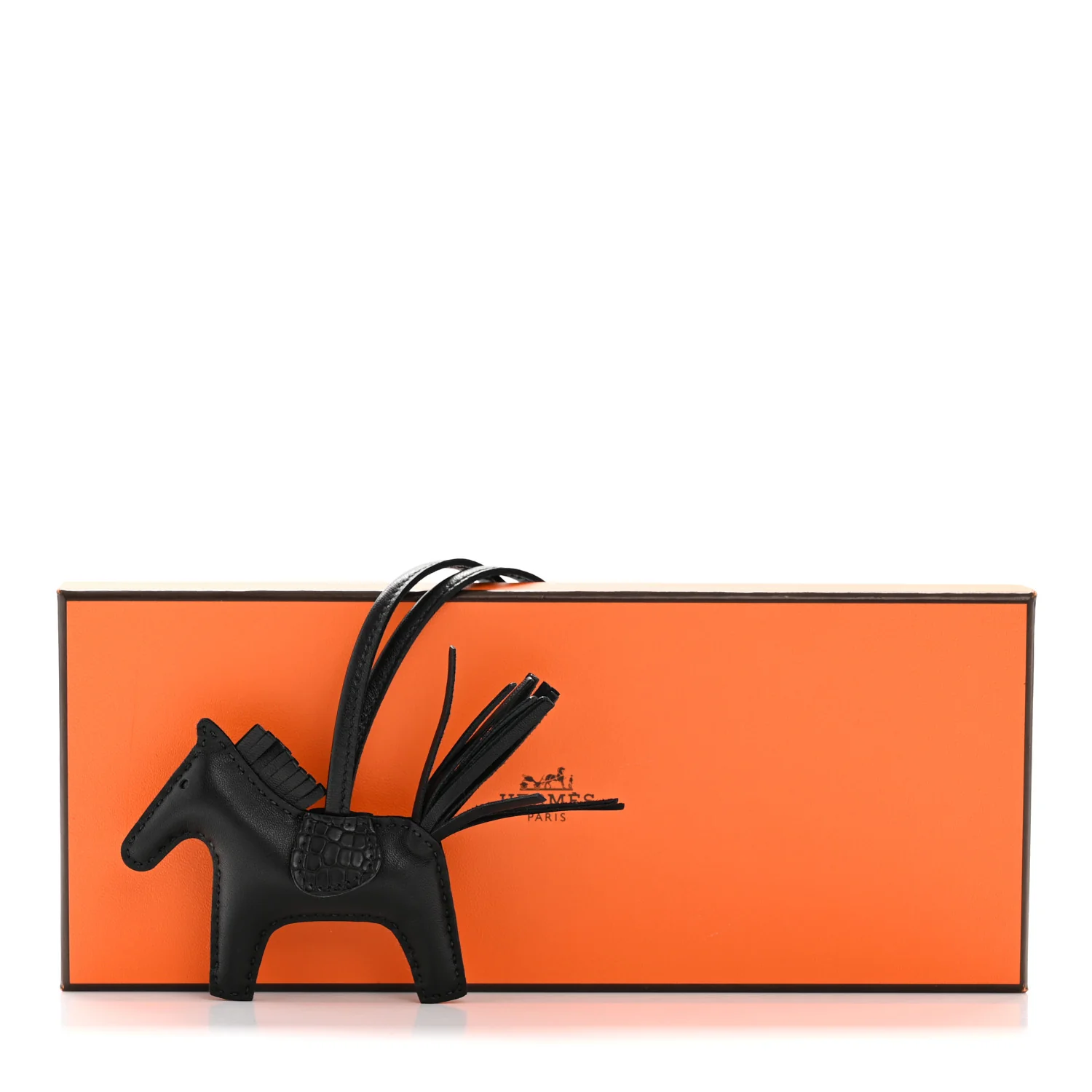 Milo Lambskin Matte Alligator Touch Grigri Rodeo Horse Bag Charm PM So Black - Image 4