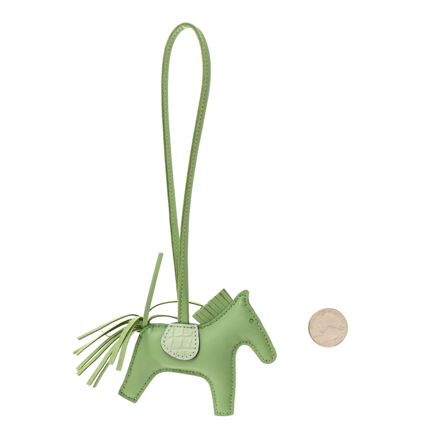 Milo Lambskin Matte Alligator Touch Grigri Rodeo Horse Bag Charm PM Vert Criquet Vert D'eau - Image 2