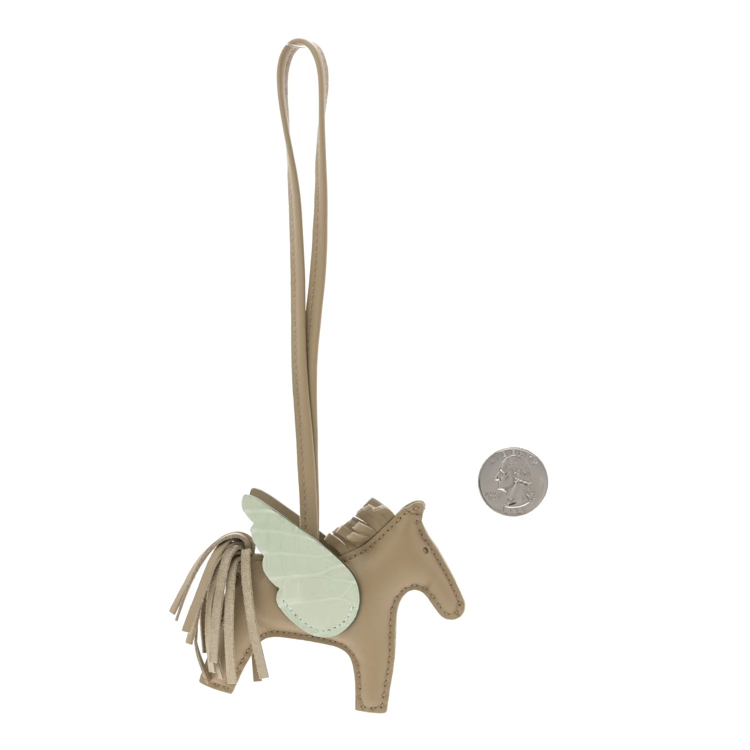 Milo Lambskin Matte Alligator Touch Grigri Rodeo Pegase Horse Bag Charm PM Beige Marfa Vert D'eau - Image 2