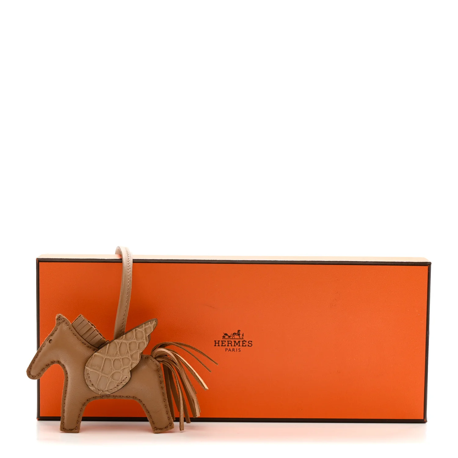 Milo Lambskin Matte Alligator Touch Grigri Rodeo Pegase Horse Bag Charm PM Chai - Image 5