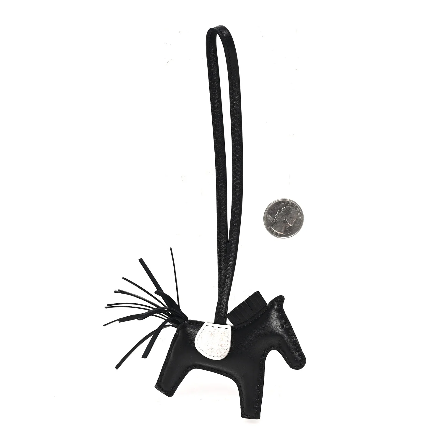 Milo Lambskin Matte Niloticus Crocodile Himalaya Touch Grigri Rodeo Horse Bag Charm PM Black White - Image 2