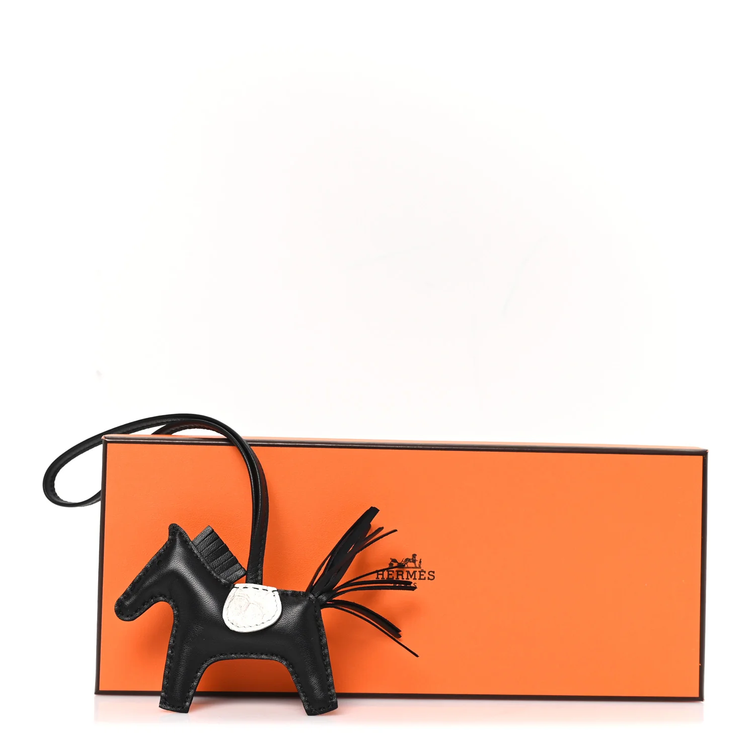Milo Lambskin Matte Niloticus Crocodile Himalaya Touch Grigri Rodeo Horse Bag Charm PM Black White - Image 4