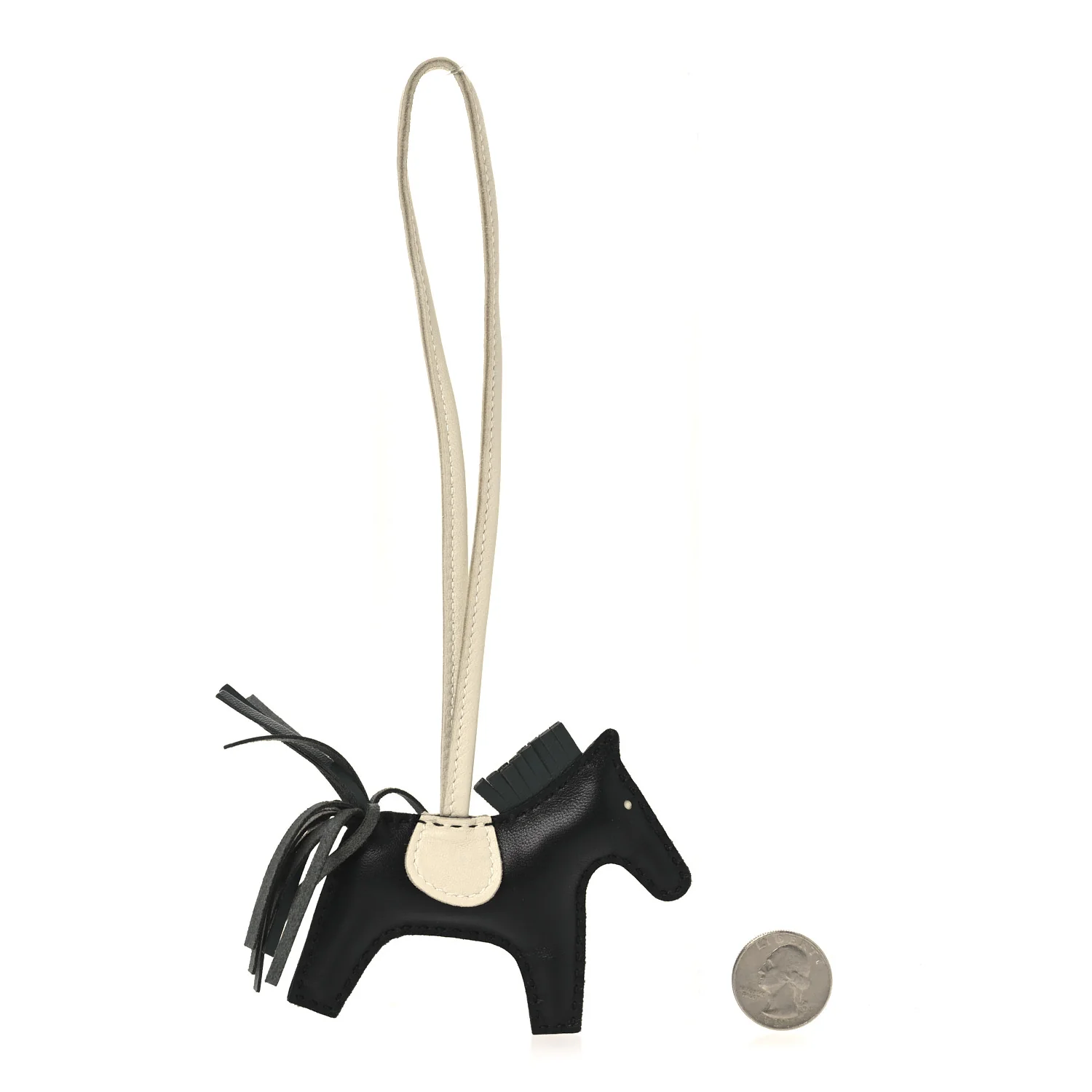 Milo Lambskin Rodeo Horse Bag Charm PM Noir Vert Mangrove Craie - Image 2