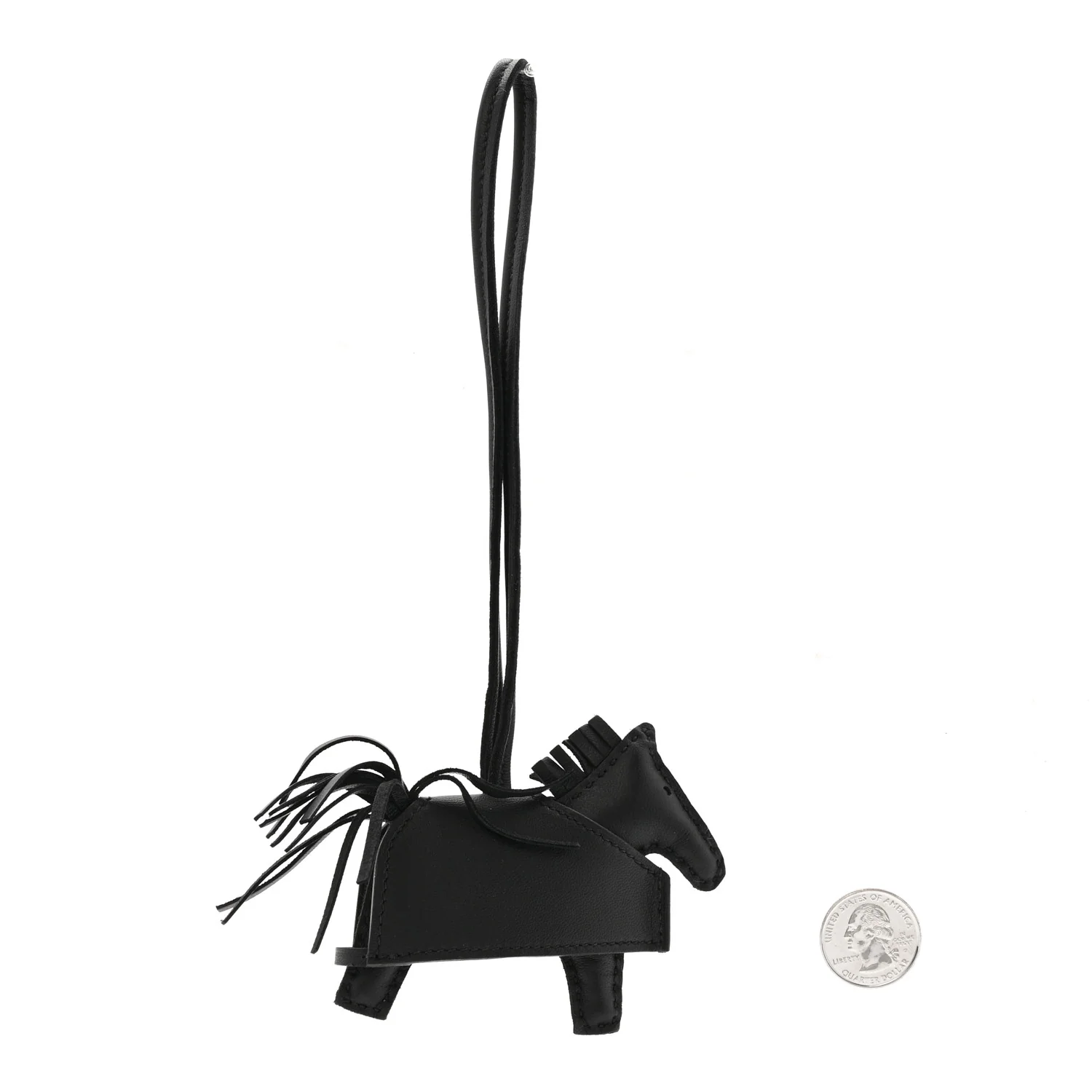 Milo Lambskin Studded Grigri Rodeo Robeo Rock Horse Bag Charm PM Black - Image 2