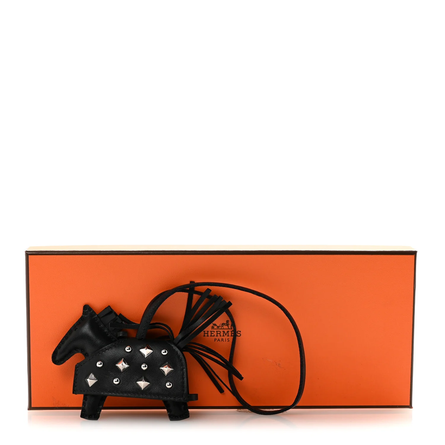Milo Lambskin Studded Grigri Rodeo Robeo Rock Horse Bag Charm PM Black - Image 10