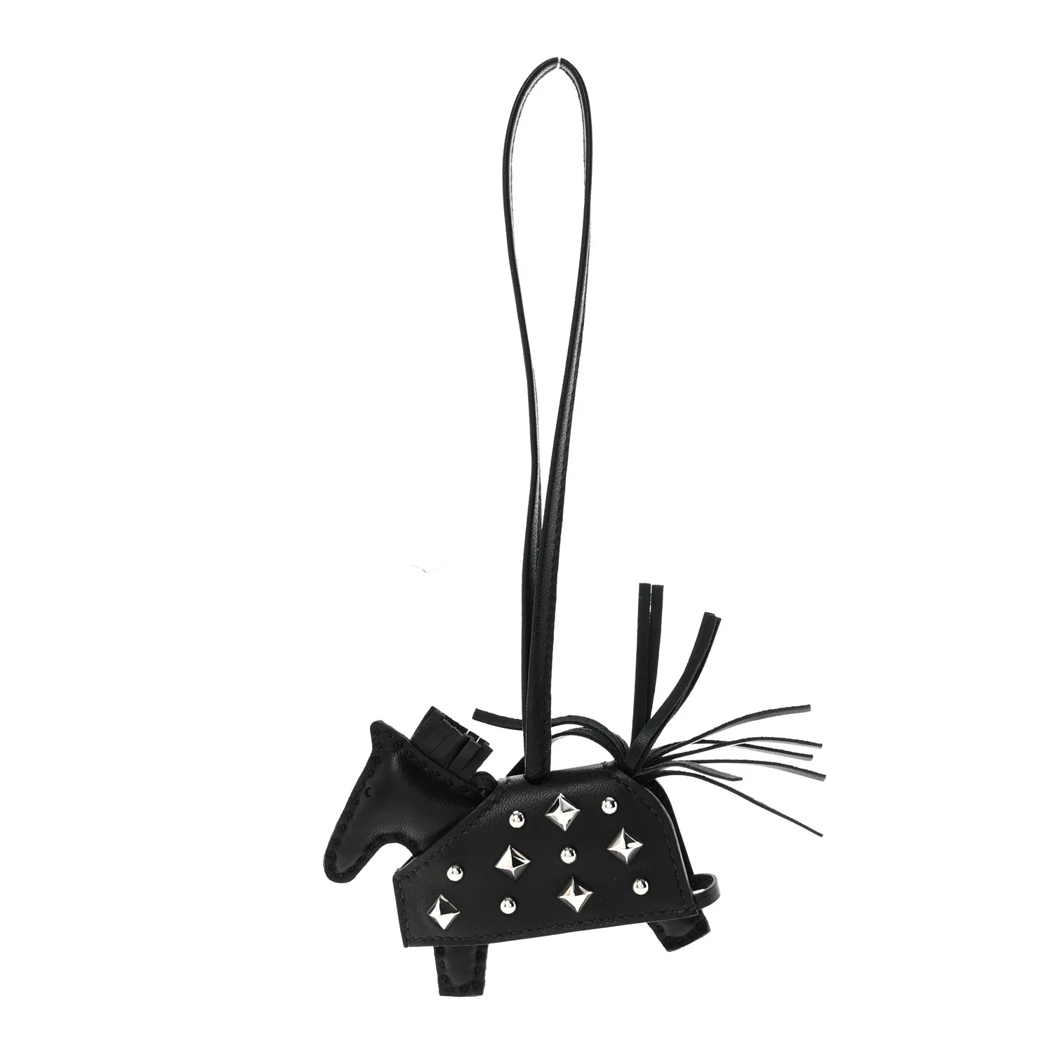 Milo Lambskin Studded Grigri Rodeo Robeo Rock Horse Bag Charm PM Black - Image 2