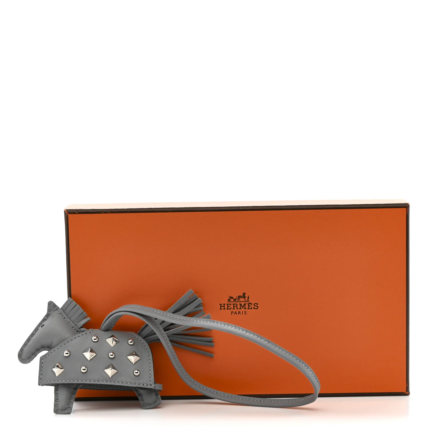 Milo Lambskin Studded Grigri Rodeo Robeo Rock Horse Bag Charm PM Gris Pantin - Image 5