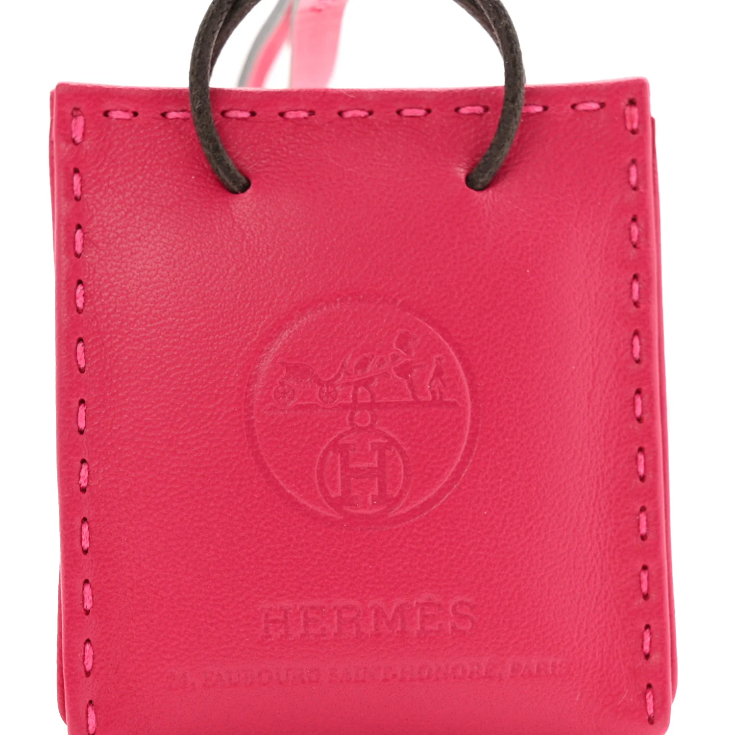 Milo Lambskin Swift Shopping Bag Charm Rose Mexico - Image 3