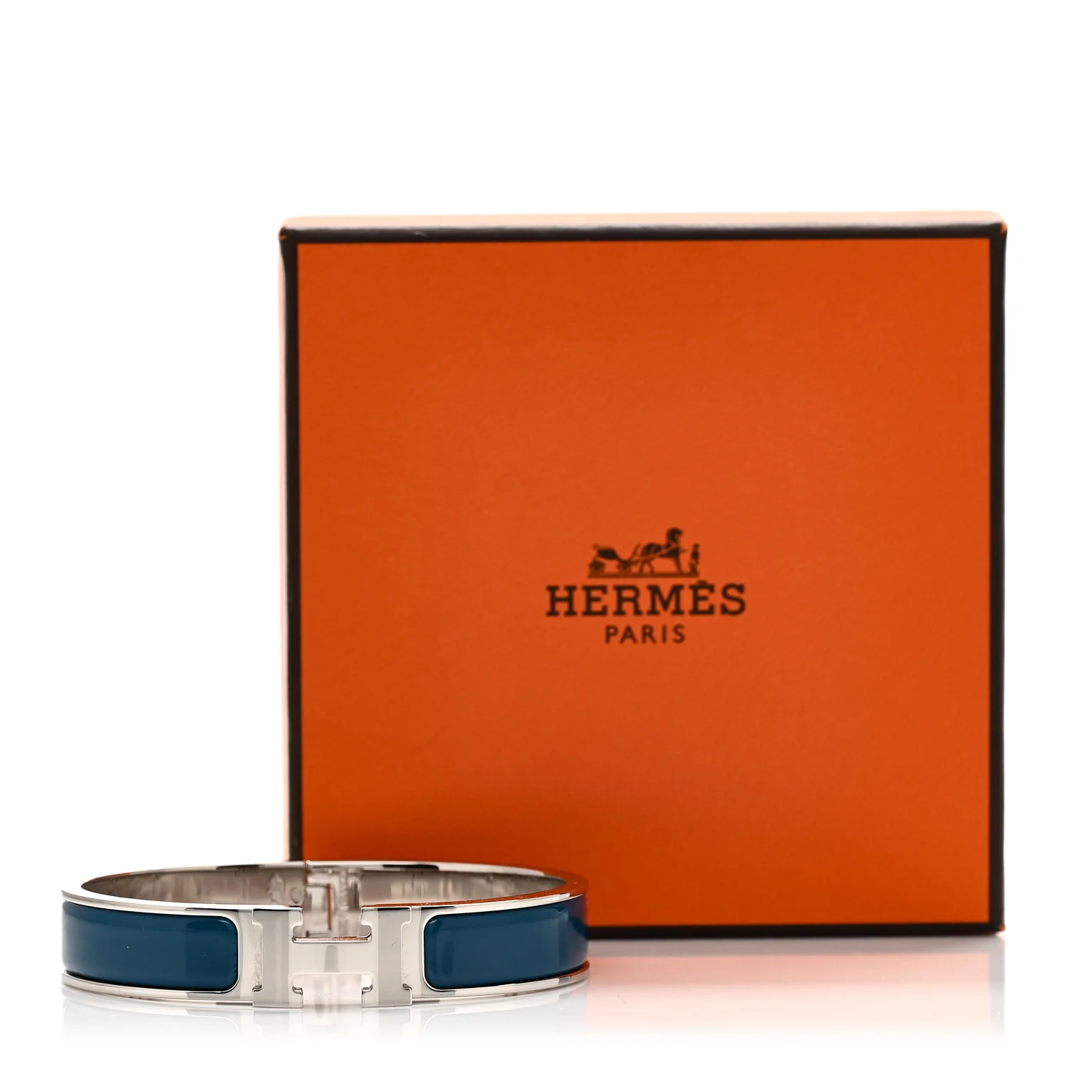 Narrow Enamel Clic Clac H Bracelet GM Bleu Profond - Image 4