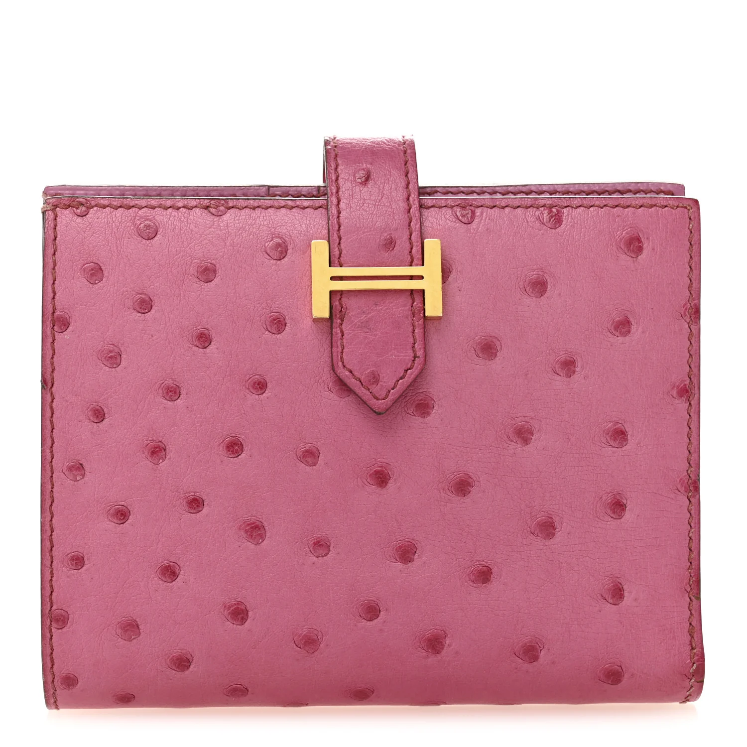 Ostrich Bearn Compact Wallet Fuchsia