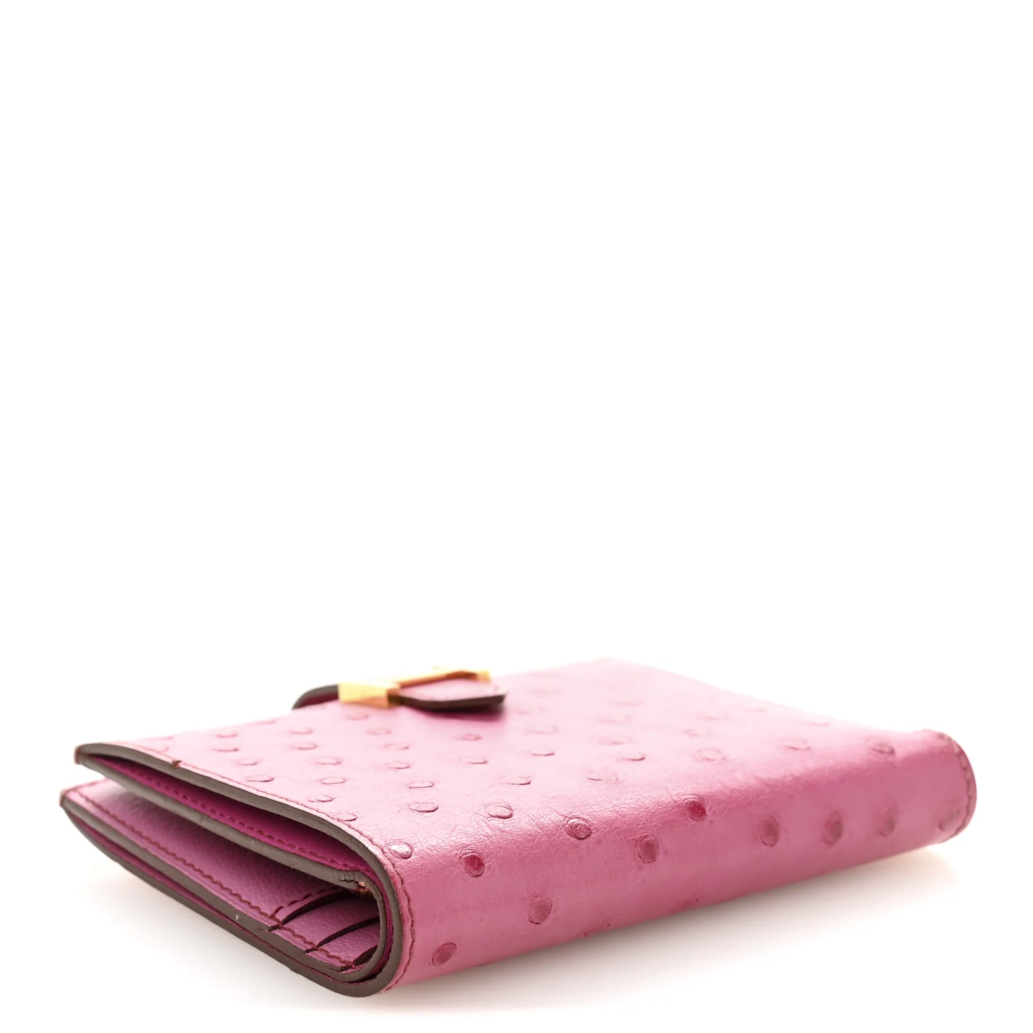 Ostrich Bearn Compact Wallet Fuchsia - Image 4