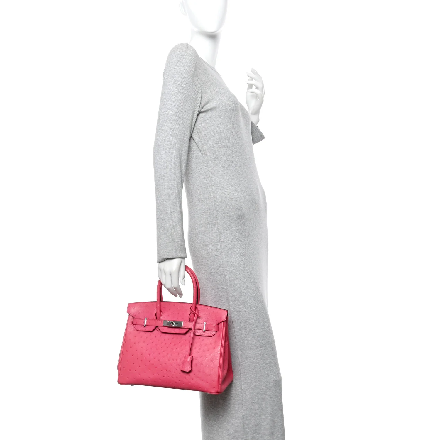 Ostrich Birkin 30 Rose Tyrien - Image 3
