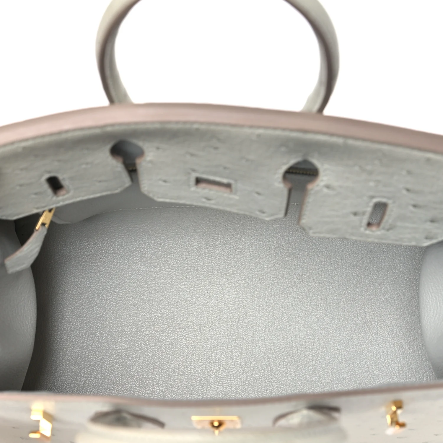 Ostrich Birkin Sellier 25 Gris Perle - Image 5